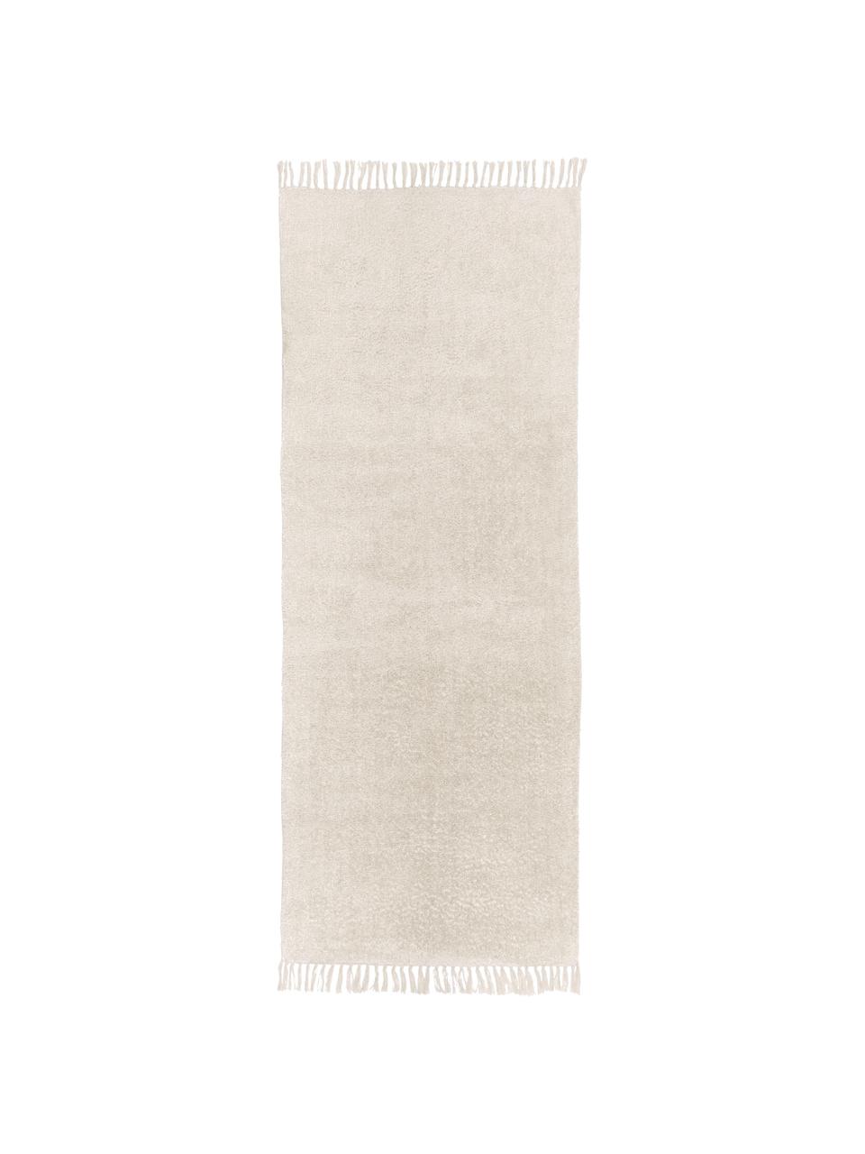 Ręcznie tuftowany chodnik z bawełny z frędzlami Daya, Kremowobiały, S 80 x D 250 cm