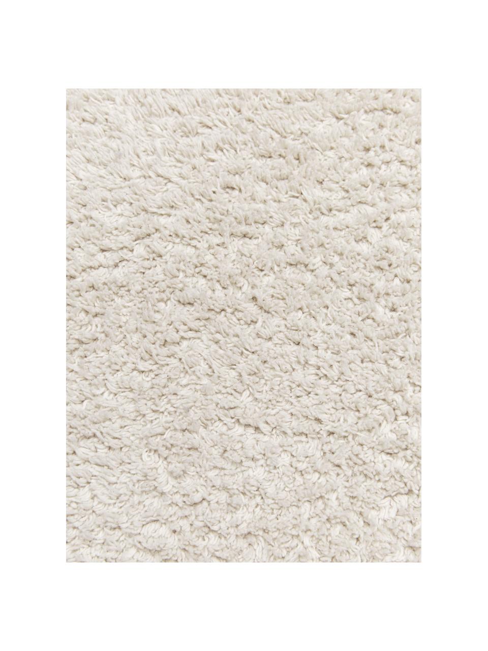 Tapis de couloir en coton à franges, tufté main Daya, Blanc crème, larg. 80 x long. 250 cm