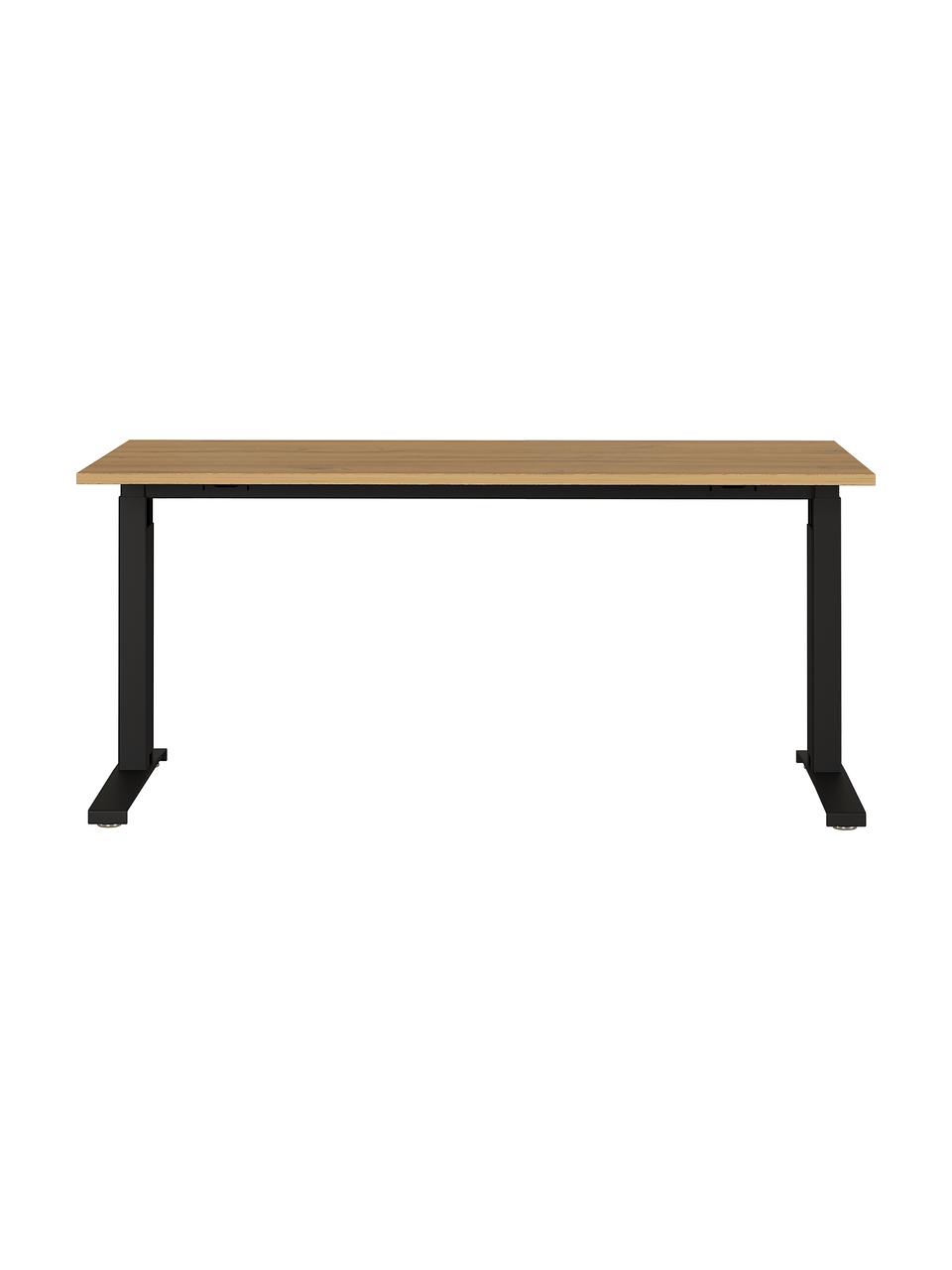 In hoogte verstelbare bureau Future, Tafelblad: spaanplaat, melaminehars , Frame: gepoedercoat metaal, hout in Grandson eikenlook, zwart, B 160 x D 80 cm