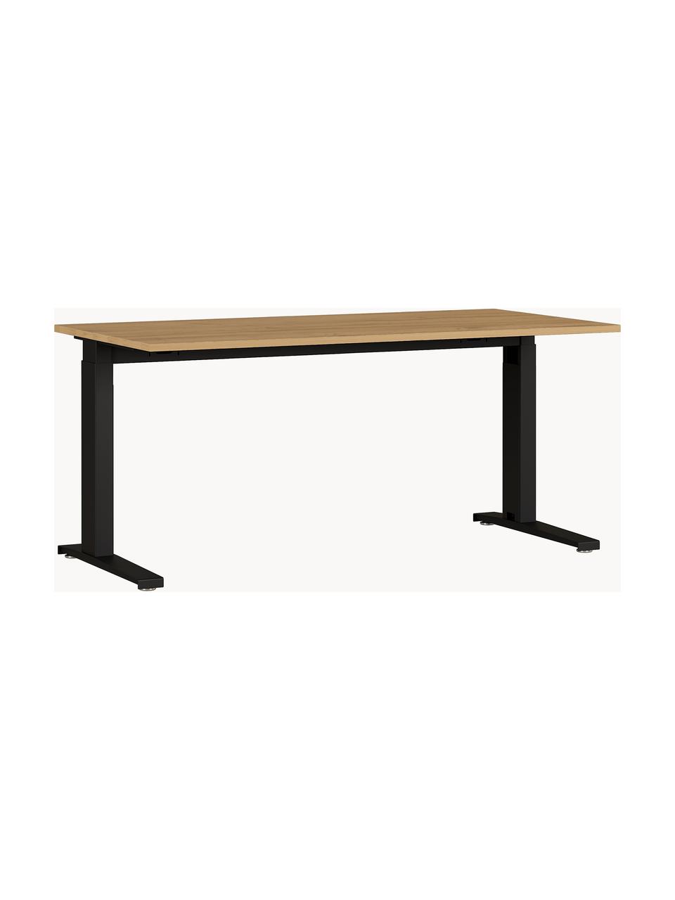 Höhenverstellbarer Schreibtisch Future, Tischplatte: Spanplatte, melaminharzbe, Gestell: Metall, pulverbeschichtet, Holz in Grandson-Eiche-Optik, Schwarz, B 160 x T 80 cm