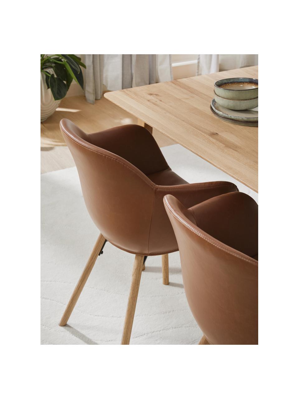 Kleine kunstleren fauteuil Fiji met smalle zitvlak, Bekleding: kunstleer (polyurethaan) , Poten: massief eikenhout, Kunstleer bruin, B 59 cm x H 84 cm