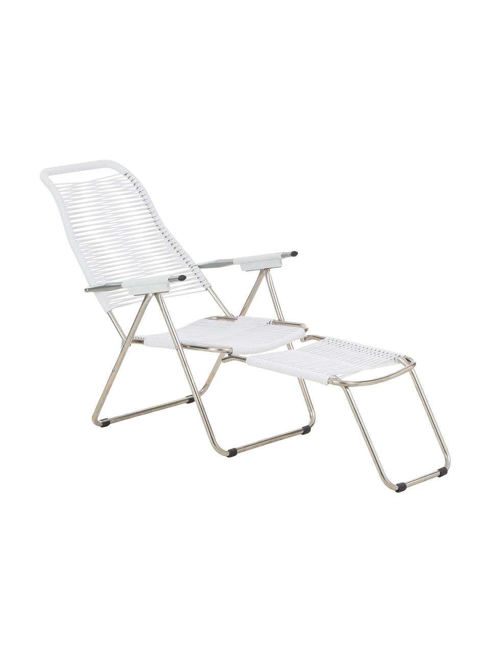 Transat de jardin avec repose-pieds Spaghetti, Blanc