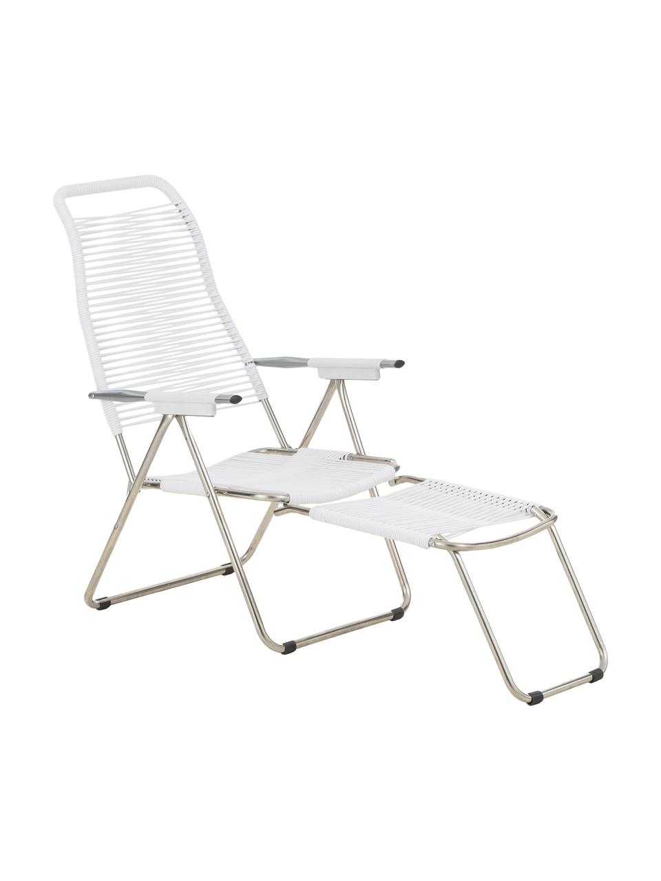 Transat de jardin avec repose-pieds Spaghetti, Blanc