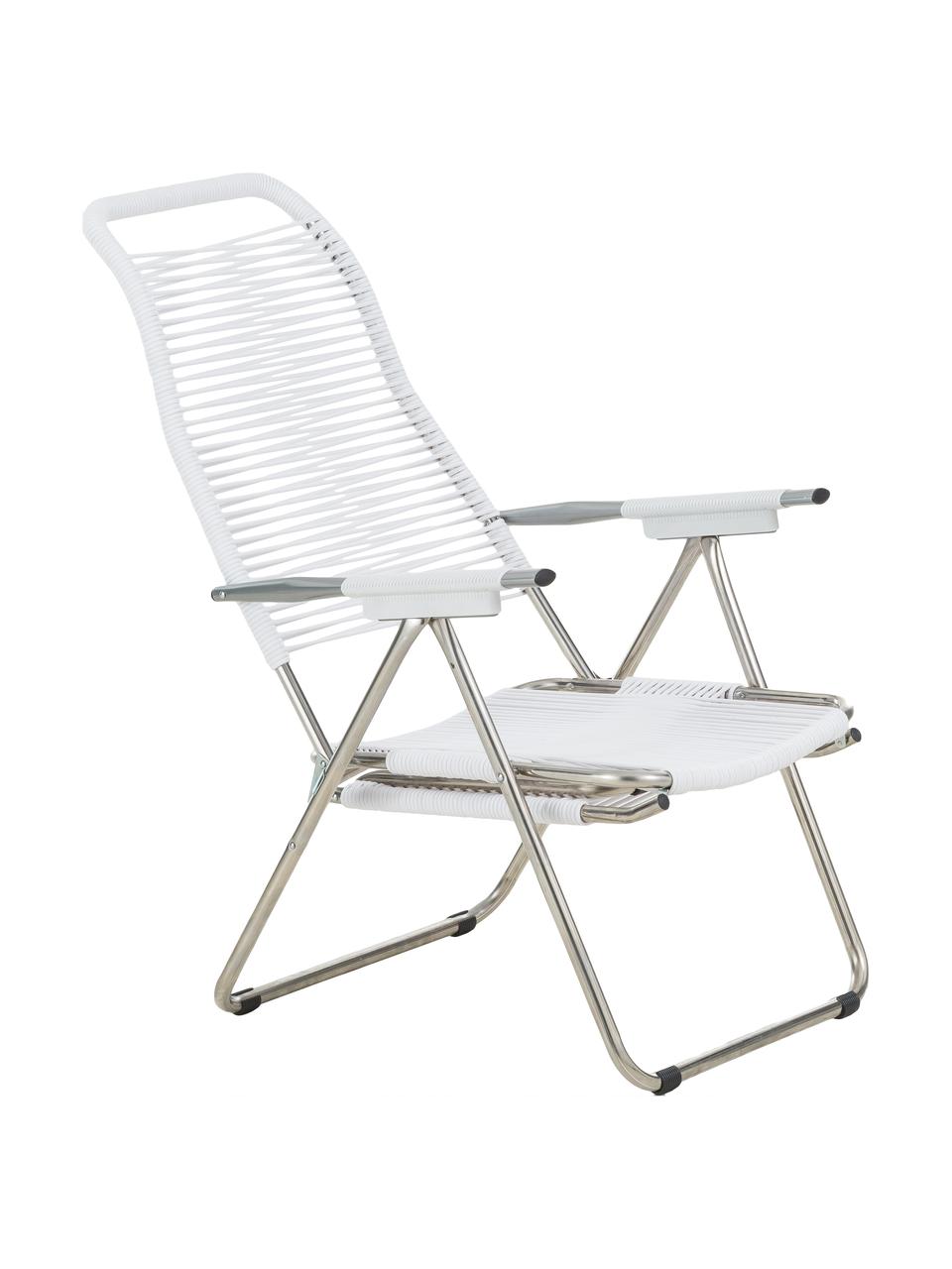 Transat de jardin avec repose-pieds Spaghetti, Blanc