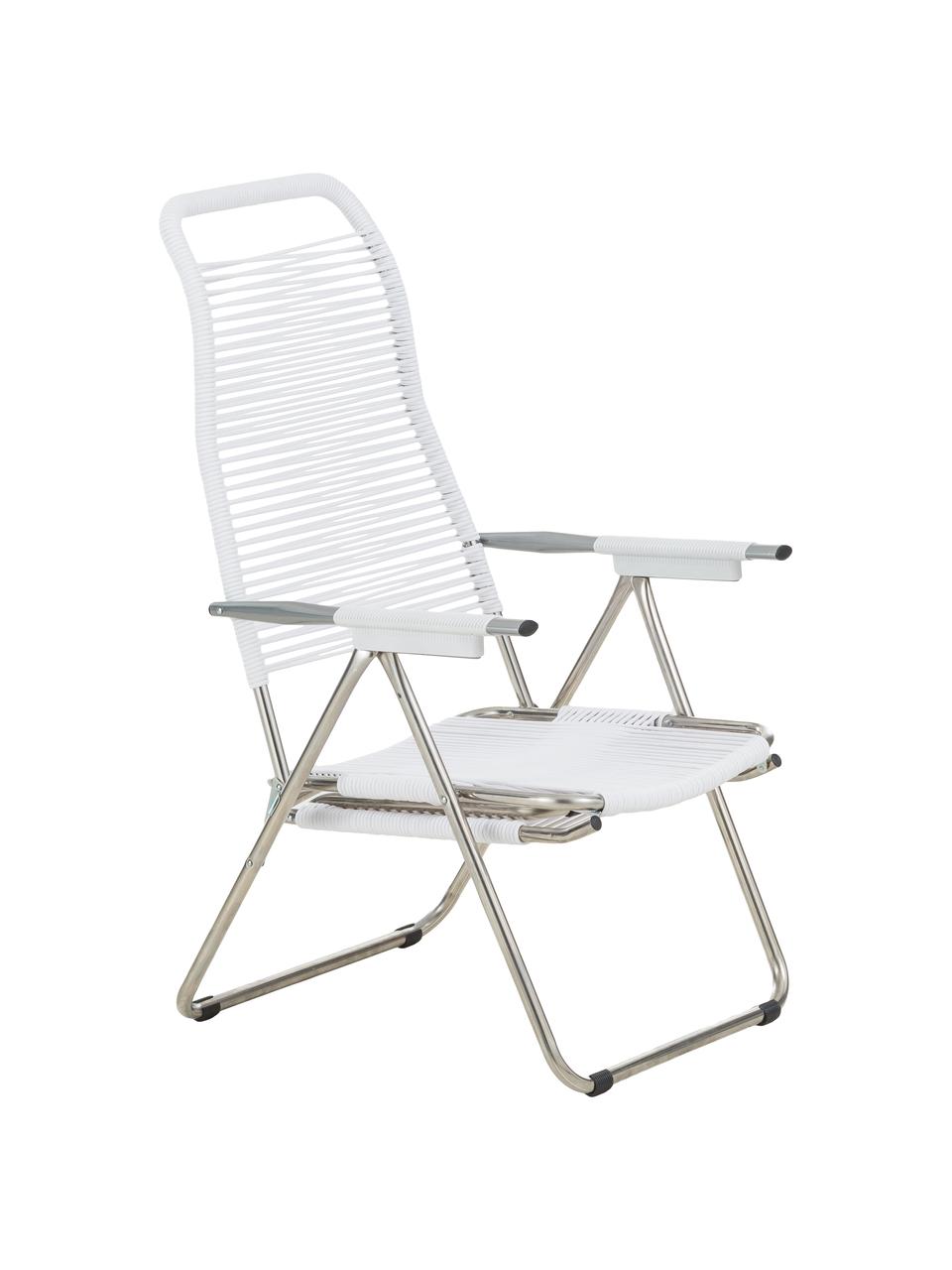 Transat de jardin avec repose-pieds Spaghetti, Blanc