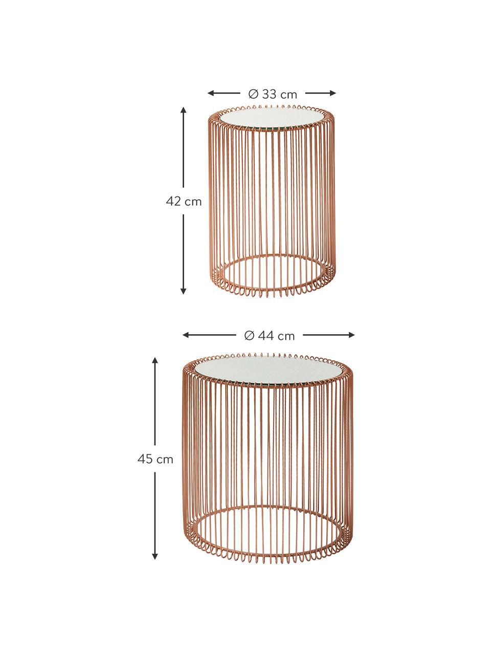 Table d'appoint avec plateau en verre Wire, 2 élém., Cuivre