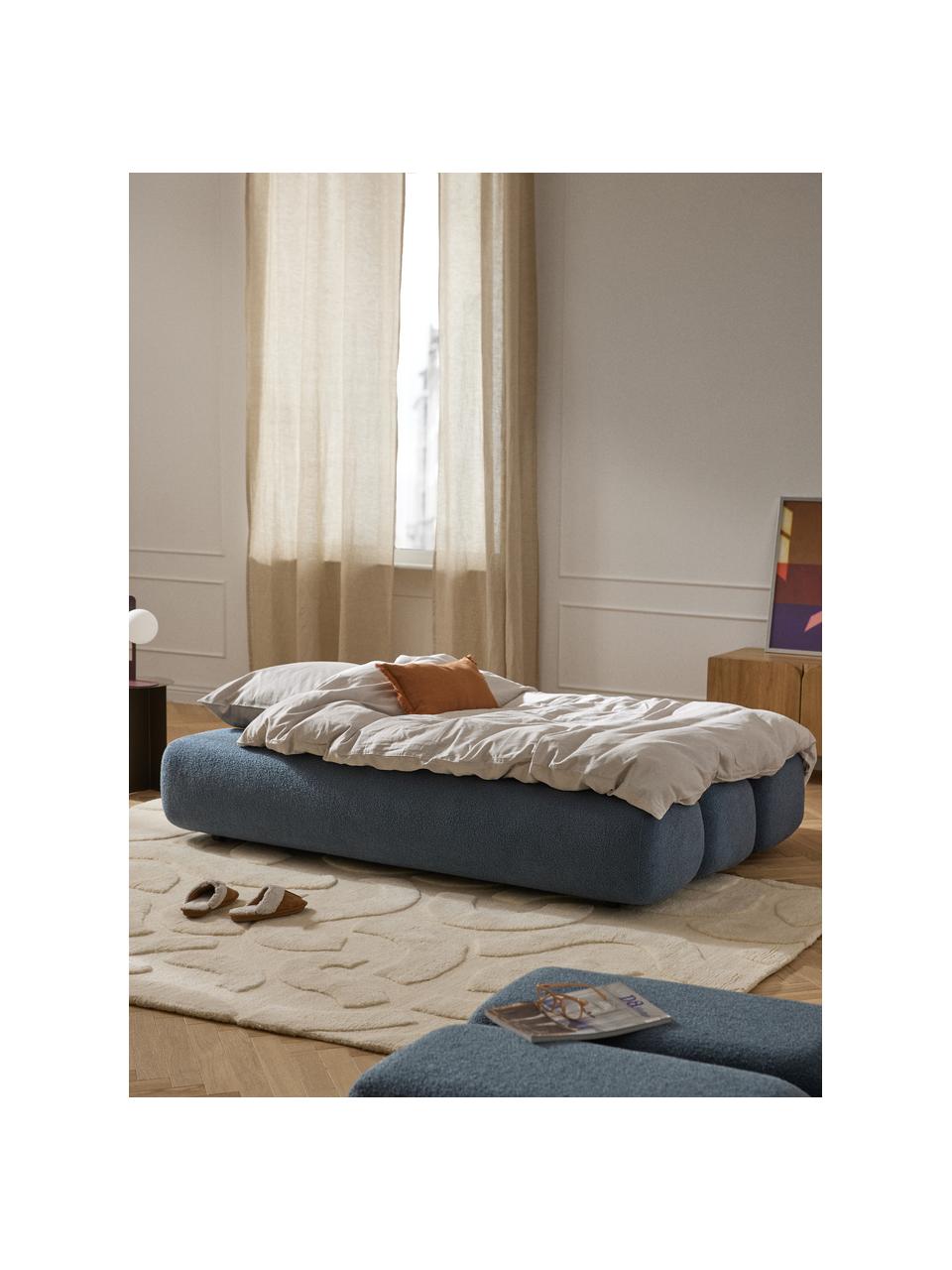 Sofá cama en borreguillo Caterpillar (3 plazas), Funda: borreguillo (100% poliést, Tapizado: espuma de poliuretano, ce, Boreguillo gris azulado, An 203 x F 128 cm