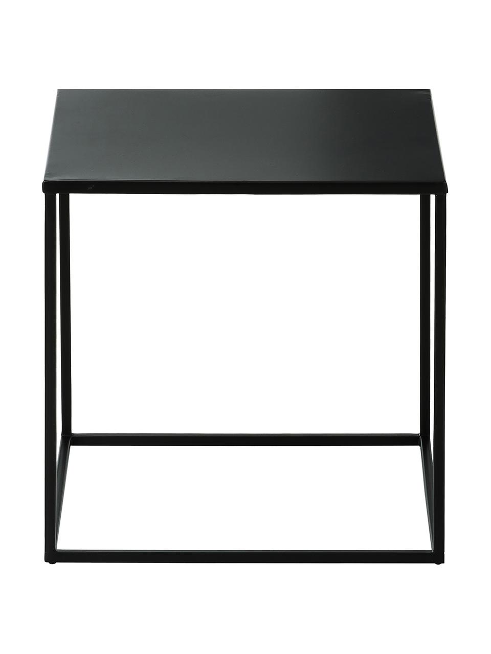 Tavolino in metallo nero Stina, Metallo verniciato a polvere, Nero opaco, Larg. 45 x Alt. 45 cm