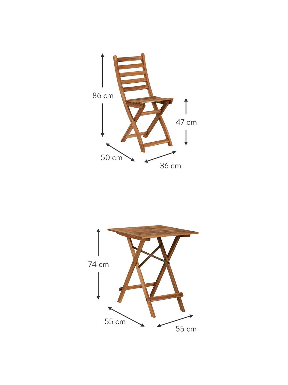 Balkonset Lodge van acaciahout, 3-delig, Acaciahout, FSC®-gecertificeerd, Acaciahout, Set met verschillende formaten