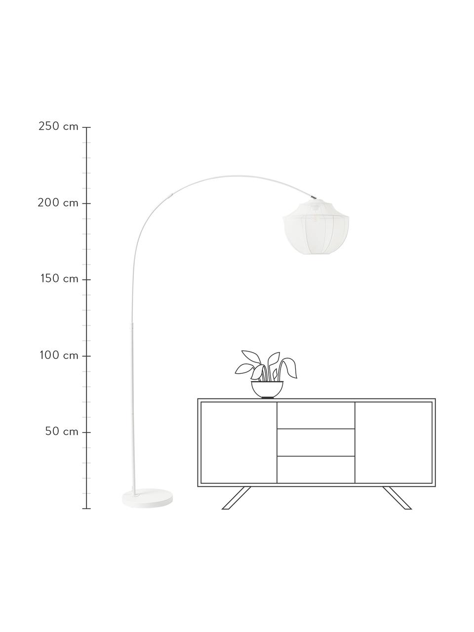 Große Bogenlampe Beau aus Netzstoff, Lampenschirm: Textil, Baldachin: Metall, pulverbeschichtet, Weiß, Ø 46 x H 219 cm