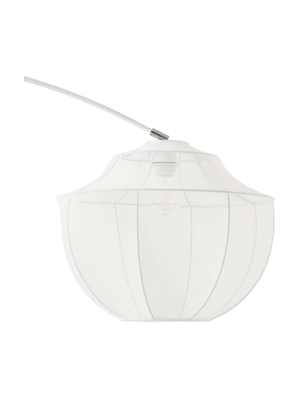 Große Bogenlampe Beau aus Netzstoff, Lampenschirm: Textil, Baldachin: Metall, pulverbeschichtet, Weiß, Ø 46 x H 219 cm