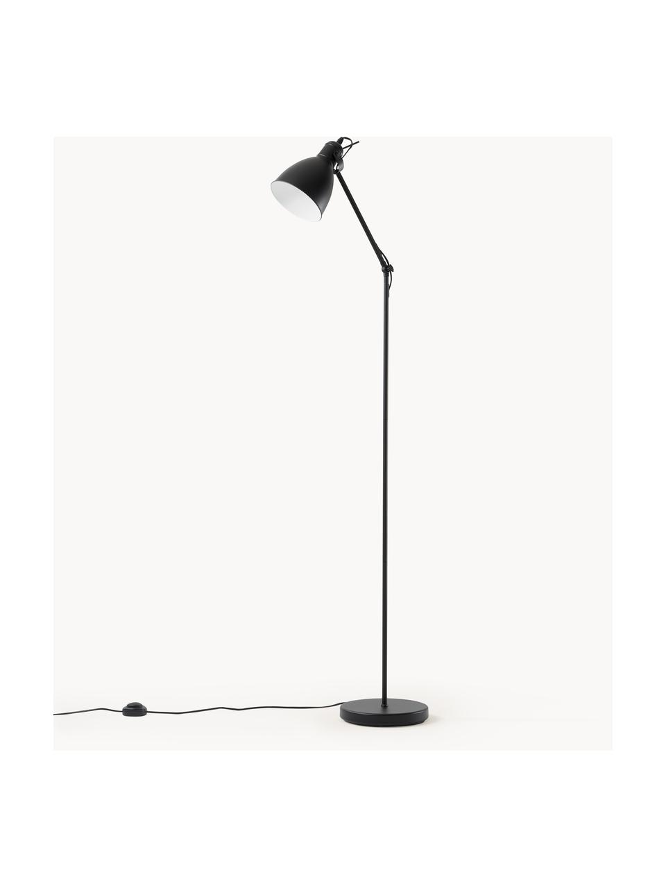 Leeslamp Ethan, Lampenkap: gepoedercoat metaal, Lampvoet: gepoedercoat metaal, Zwart, H 137cm