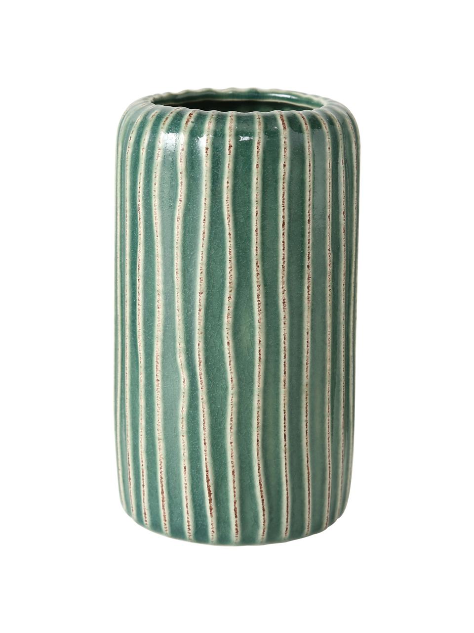 Vase déco Icona, 2 élém., Grès cérame, Vert, brun, beige, Lot de différentes tailles