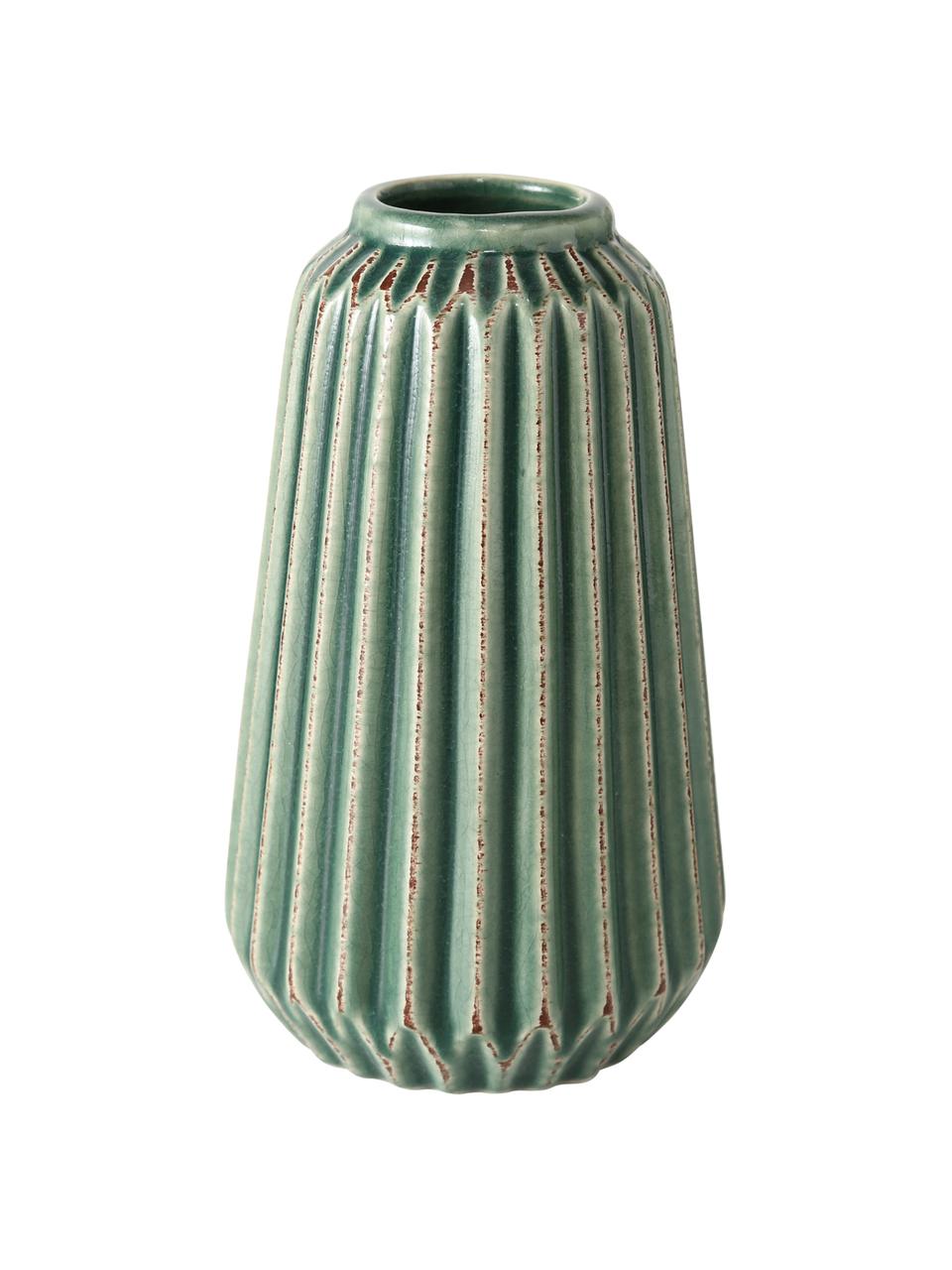 Vase déco Icona, 2 élém., Grès cérame, Vert, brun, beige, Lot de différentes tailles
