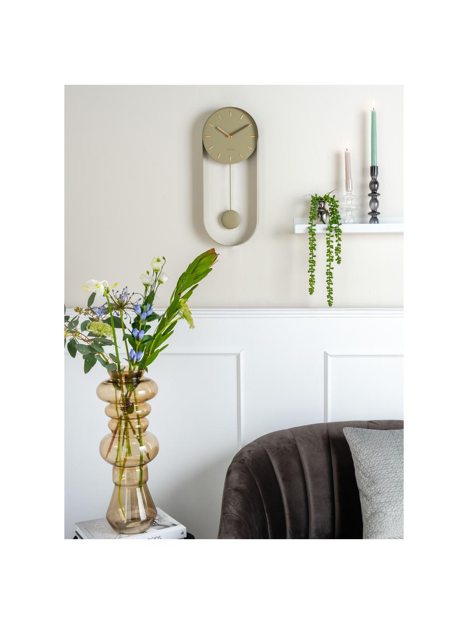 Reloj de pared Charm, Metal recubierto, Beige, An 20 x Al 50 cm