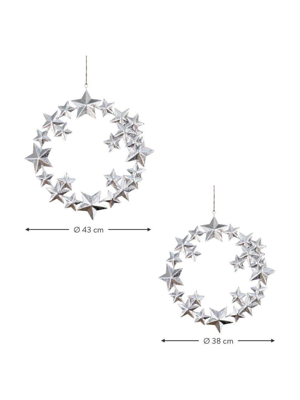 Deko-Anhänger-Set Stars, 2-tlg., Metall, beschichtet, Silberfarben, Set mit verschiedenen Größen