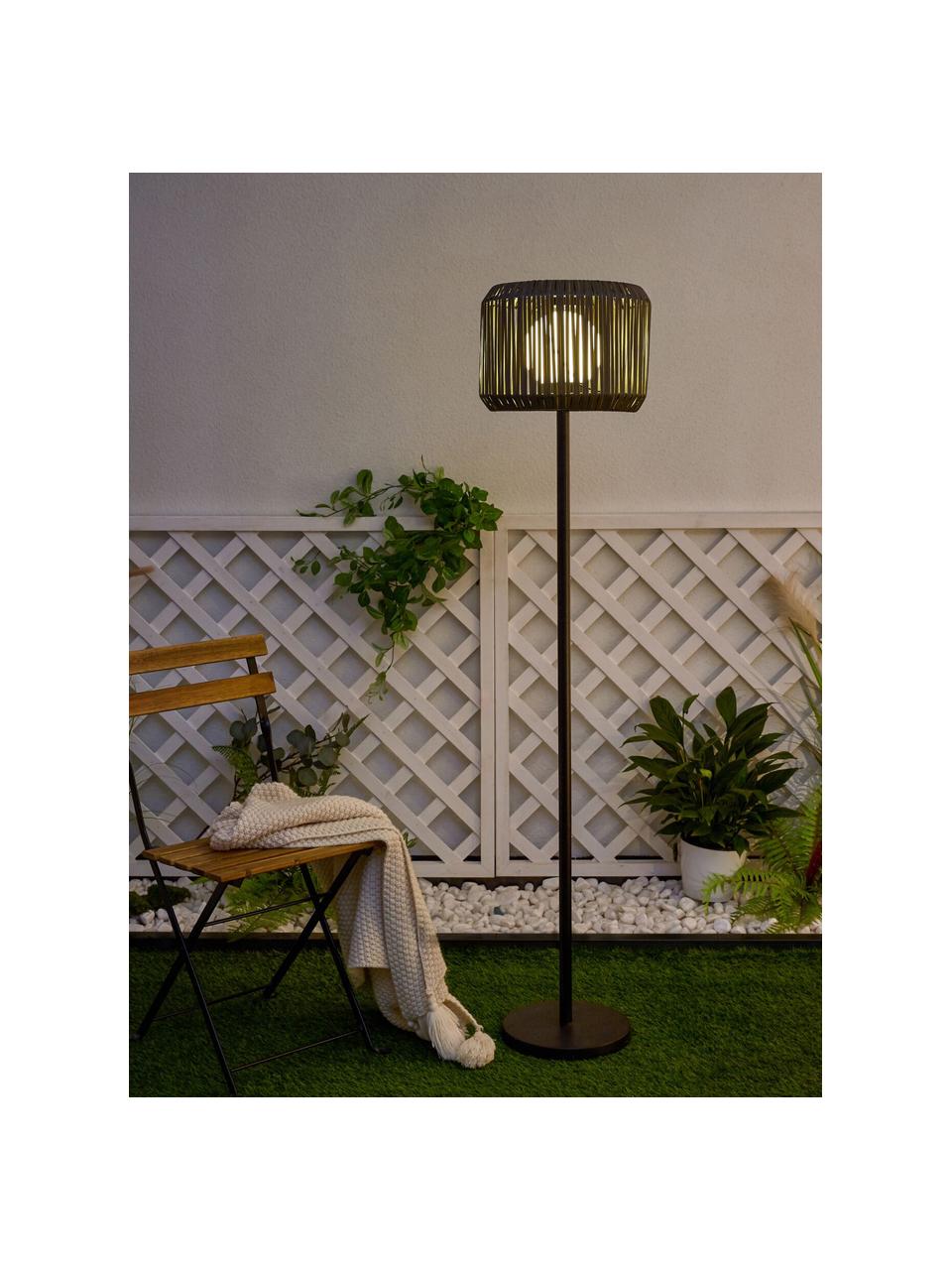 Lámpara de pie solar para exterior Sunshine Elegance, Pantalla: poliratán, Negro, gris oscuro, Ø 33 x Al 148 cm