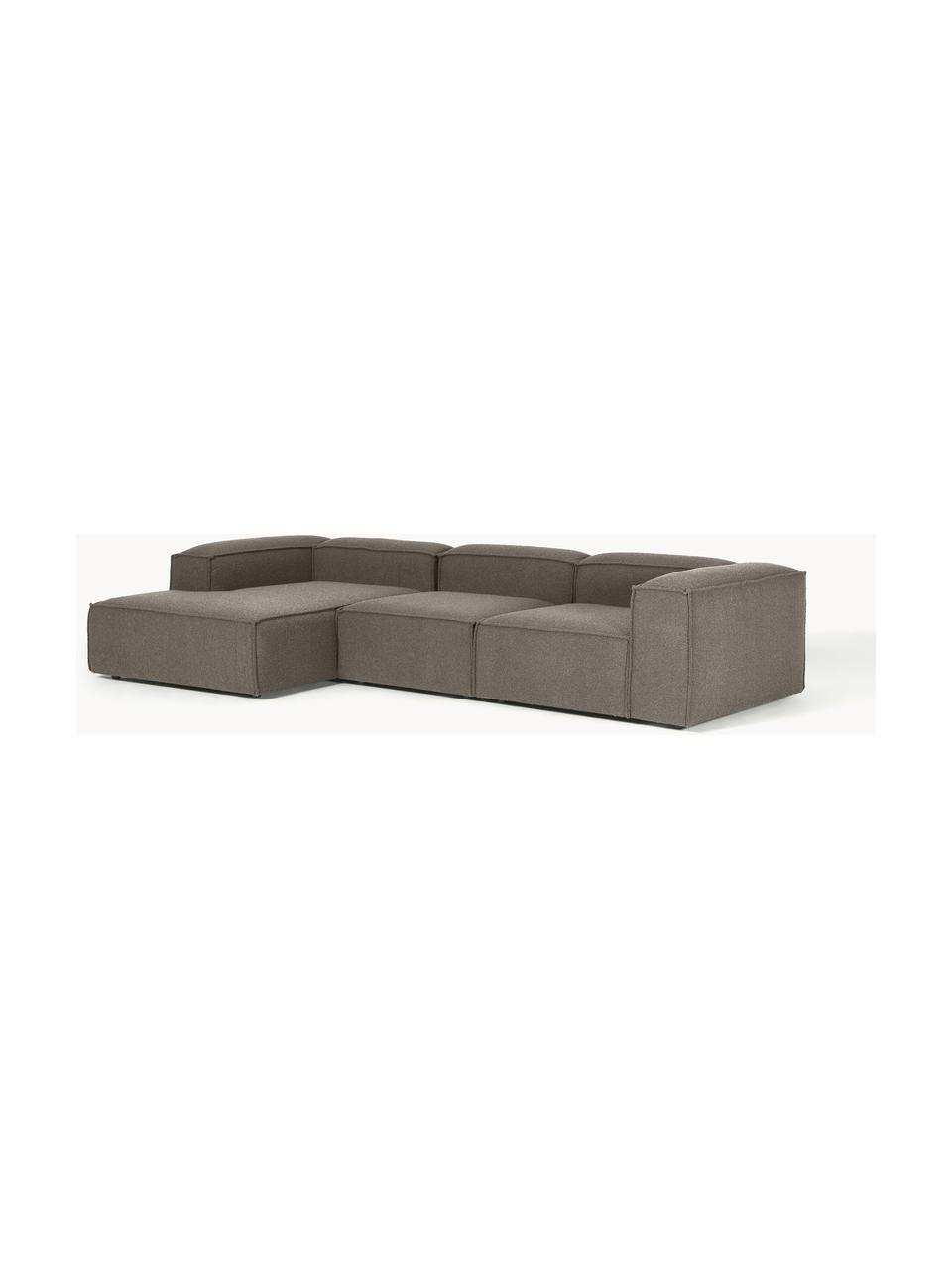 Modulárna rohová bouclé pohovka Lennon, Bouclé hnedosivá, Š 327 x H 180 cm, ľavostranná