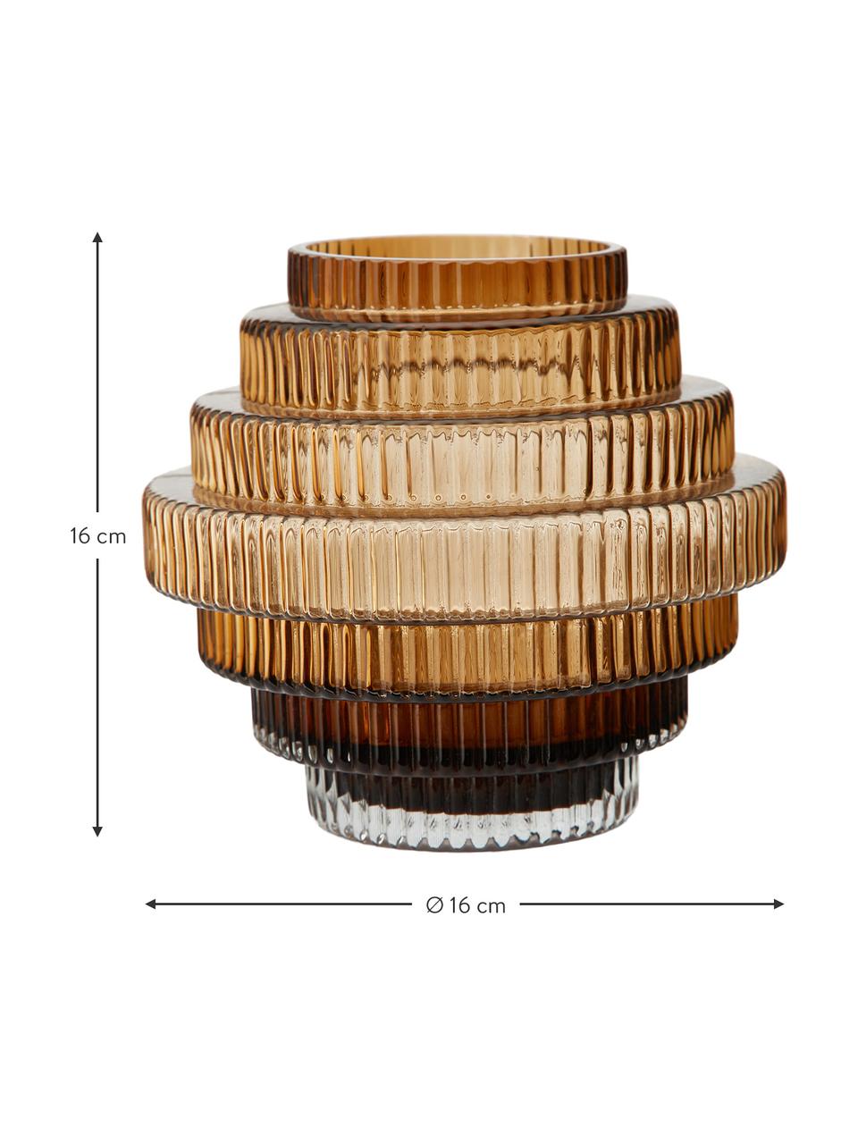 Vaso di design Rilla, Vetro, Ambrato trasparente, Ø 16 x Alt. 16 cm