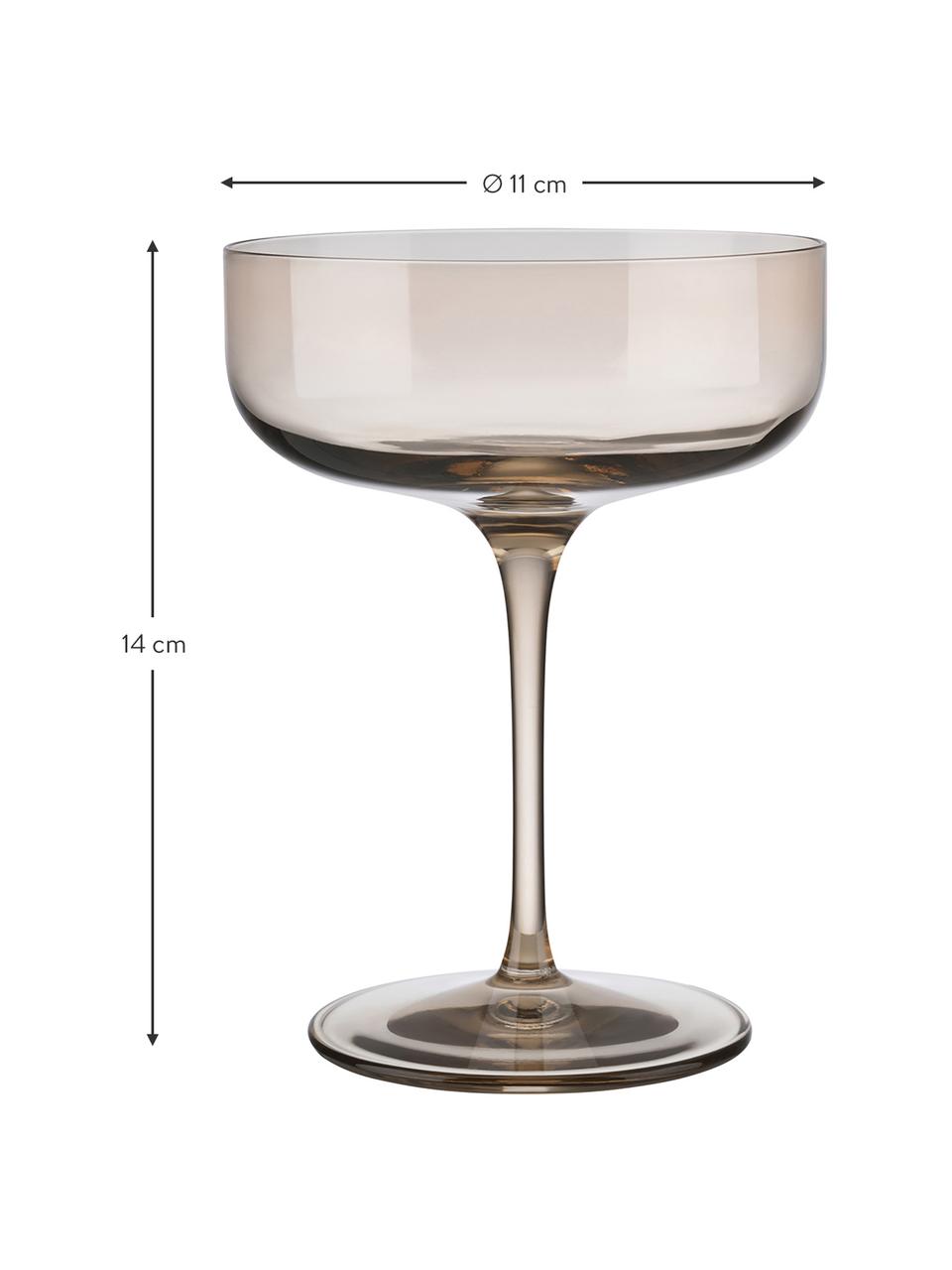 Coupe à champagne beige Fuum, 4 pièces, Verre, Beige, transparent, Ø 11 x haut. 14 cm, 300 ml