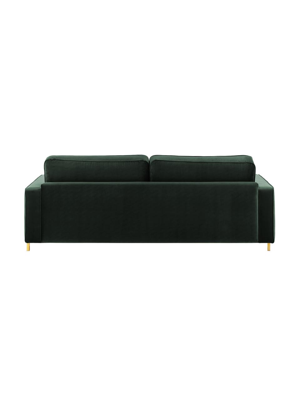 Divano 3 posti in velluto verde scuro Chelsea, Rivestimento: velluto (rivestimento in , Struttura: legno di abete rosso mass, Piedini: metallo rivestito, Verde scuro, Larg. 228 x Prof. 100 cm