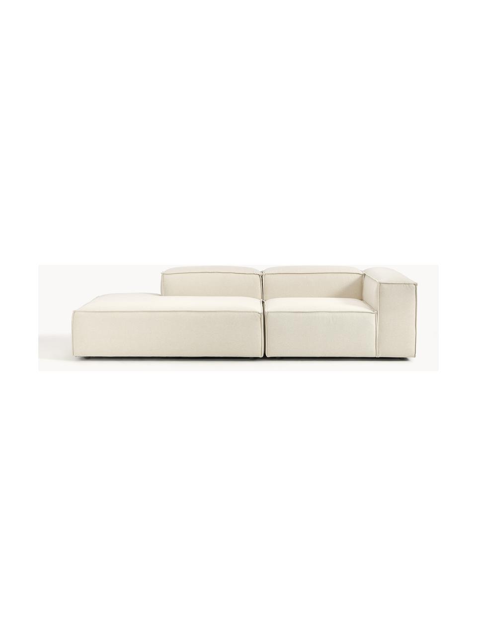 Chaise loungue componibile Lennon, Rivestimento: 100% poliestere Con 115.0, Struttura: legno di pino massiccio, , Piedini: plastica Questo prodotto , Tessuto bianco latte, Larg. 269 x Prof. 119 cm, schienale a sinistra