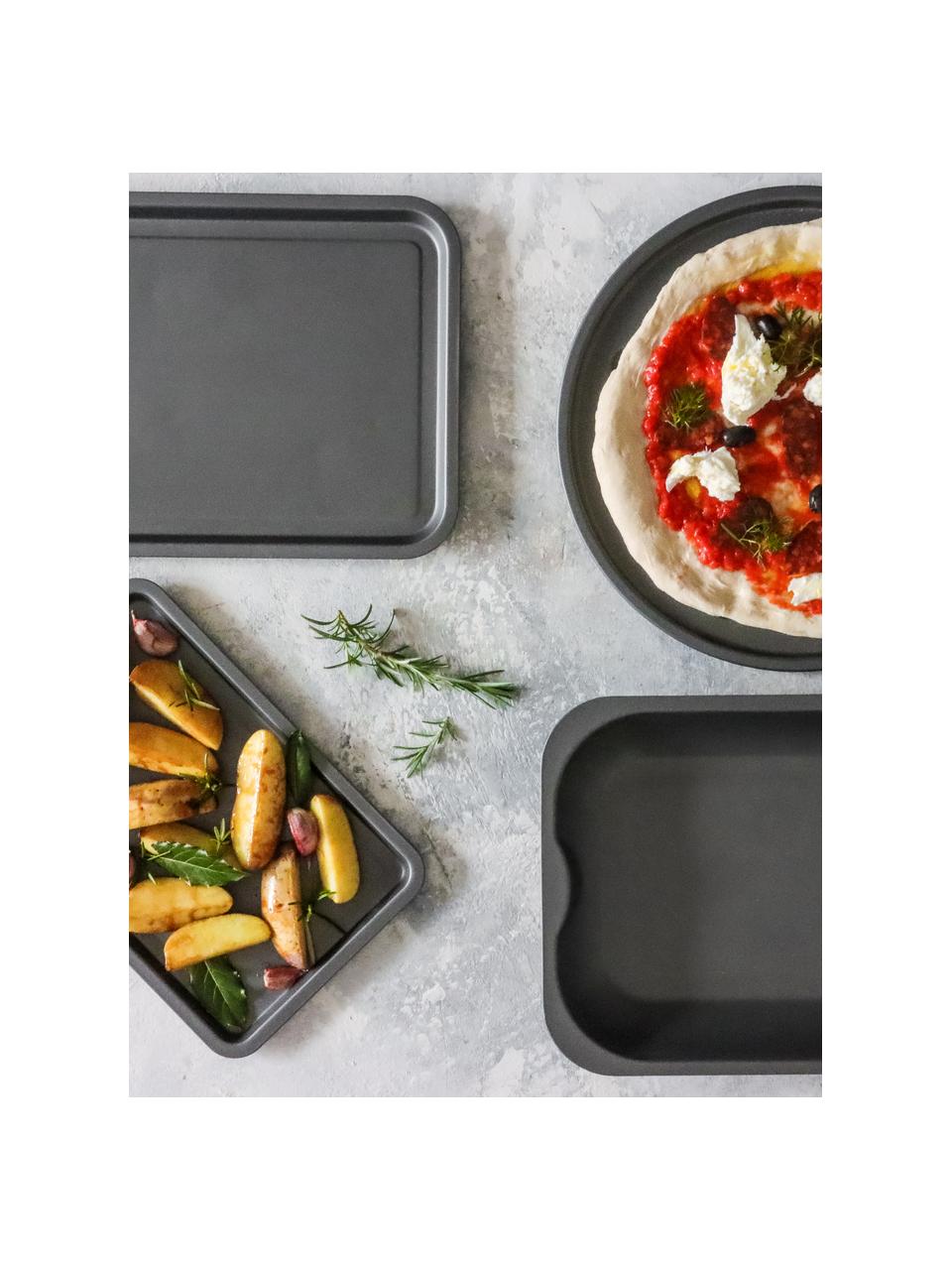 Bakplatenset KitchenCraft met antiaanbaklaag, 4-delig, Staal met antiaanbaklaag, Zwart, Set met verschillende formaten