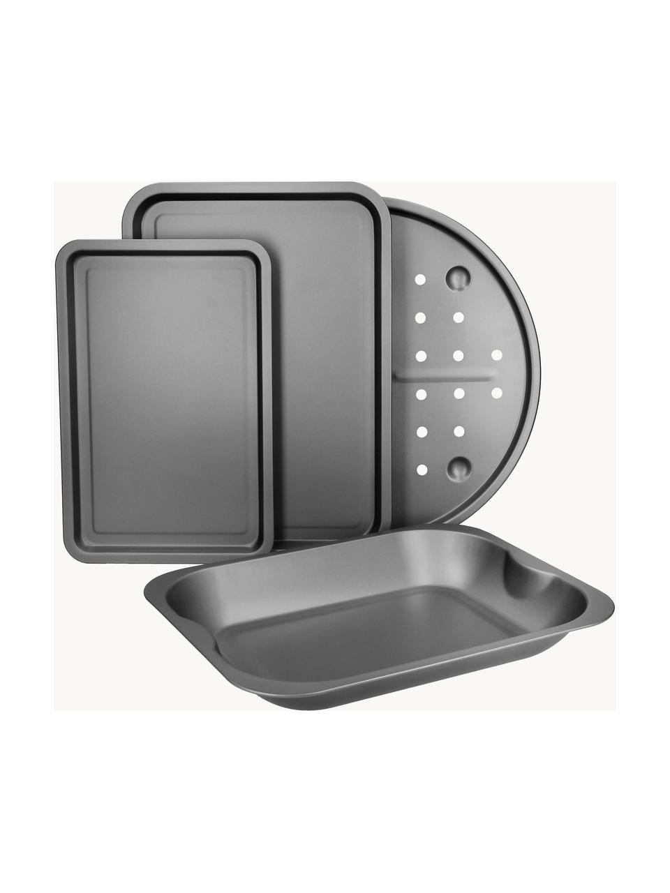 Set 4 teglie con rivestimento antiaderente KitchenCraft, Acciaio con rivestimento antiaderente, Nero, Set in varie misure