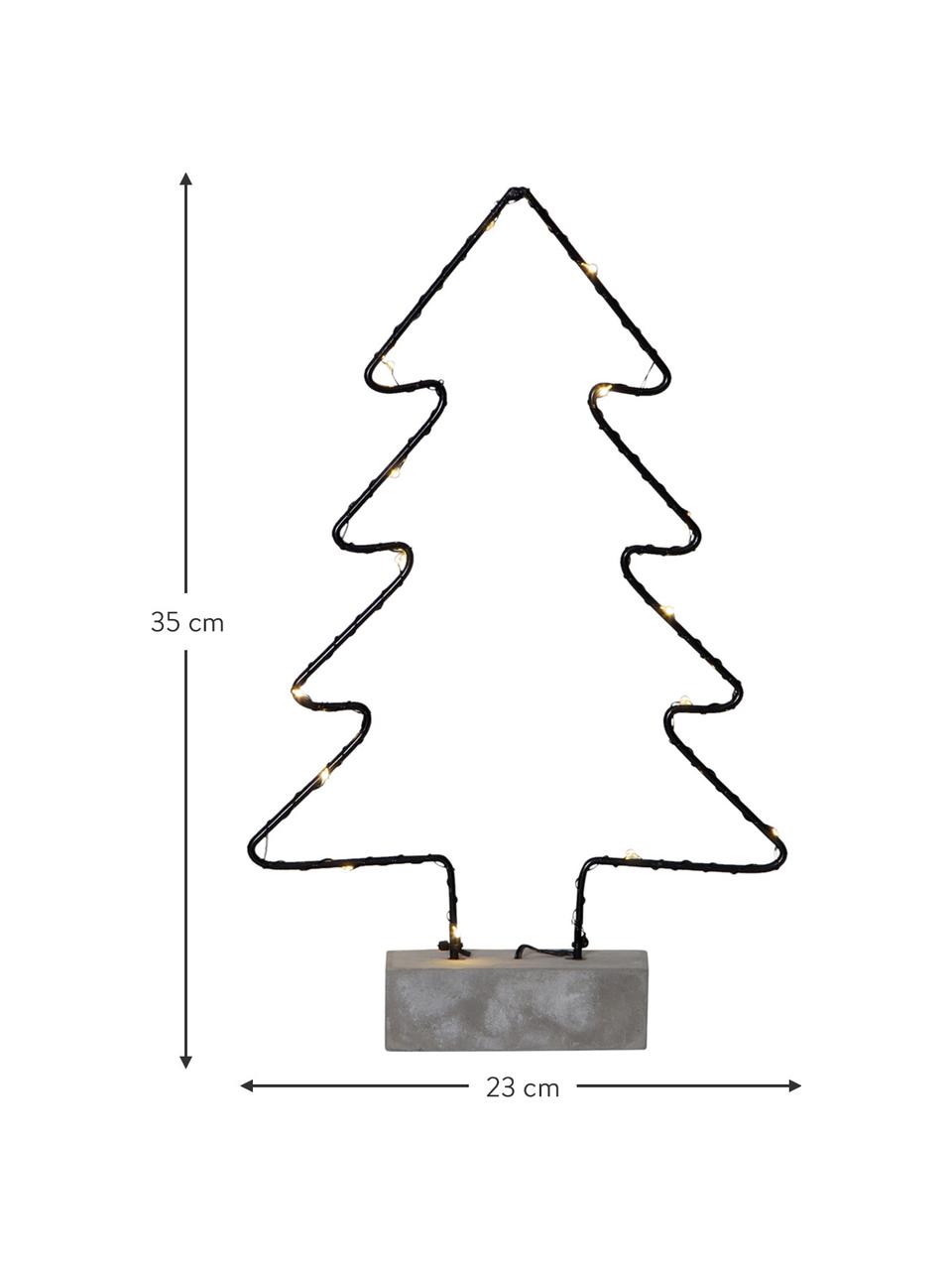 LED lichtobject Cemmy, batterij-aangedreven, Voetstuk: beton, Zwart, betongrijs, B 23 x H 35 cm