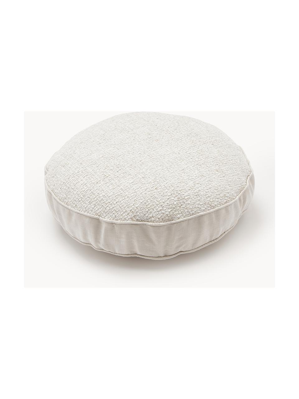 Coussin décoratif rond en tissu bouclé Dotty, Blanc crème, Ø 40 cm