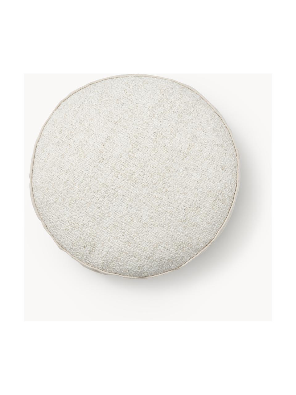 Coussin décoratif rond en tissu bouclé Dotty, Blanc crème, Ø 40 cm