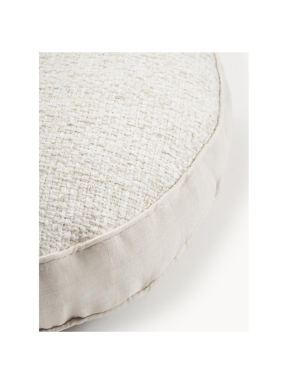 Coussin décoratif rond en tissu bouclé Dotty, Blanc crème, Ø 40 cm