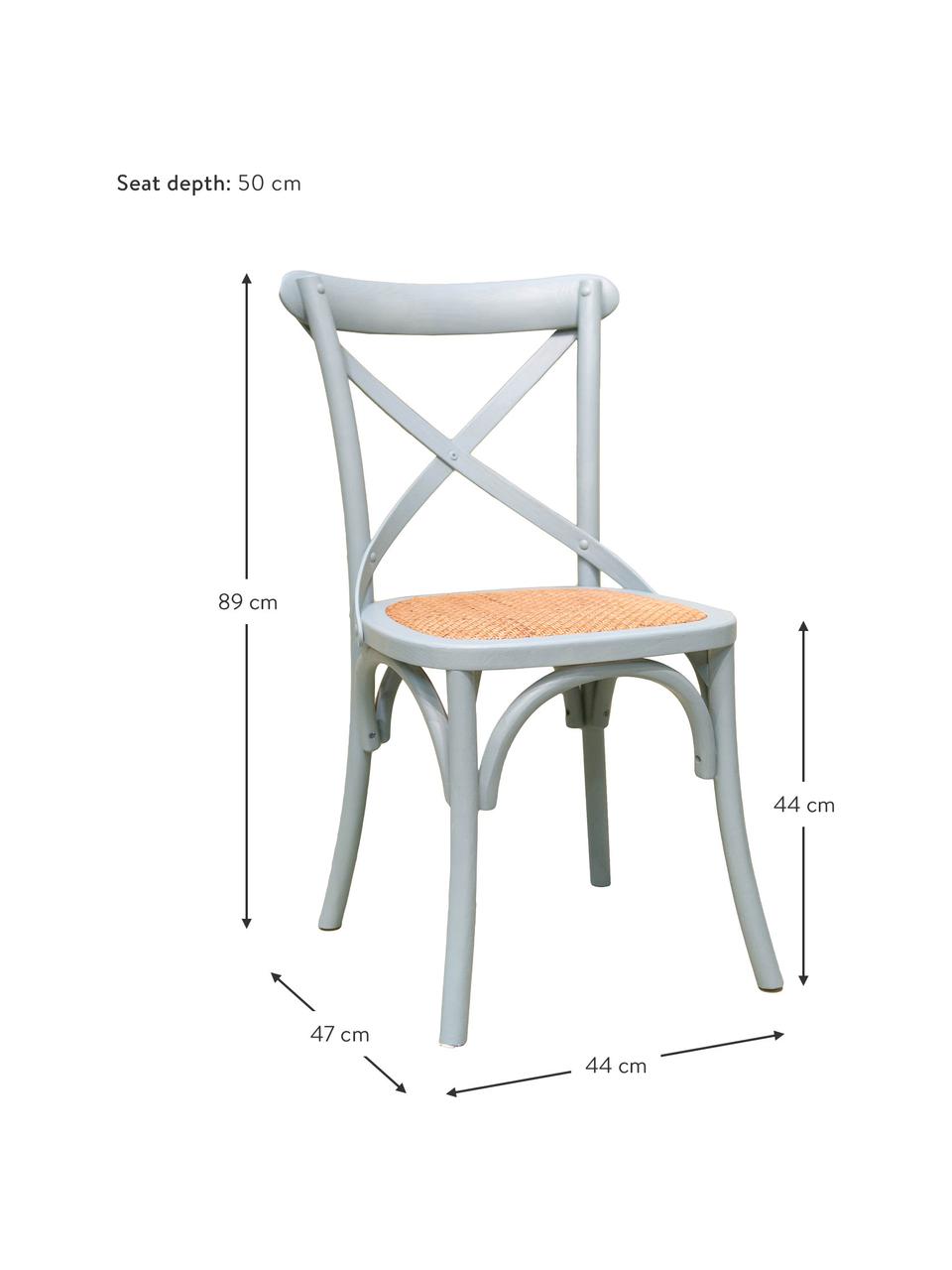 Silla de madera Jungle, Asiento: ratán, Verde claro, An 44 x F 47 cm