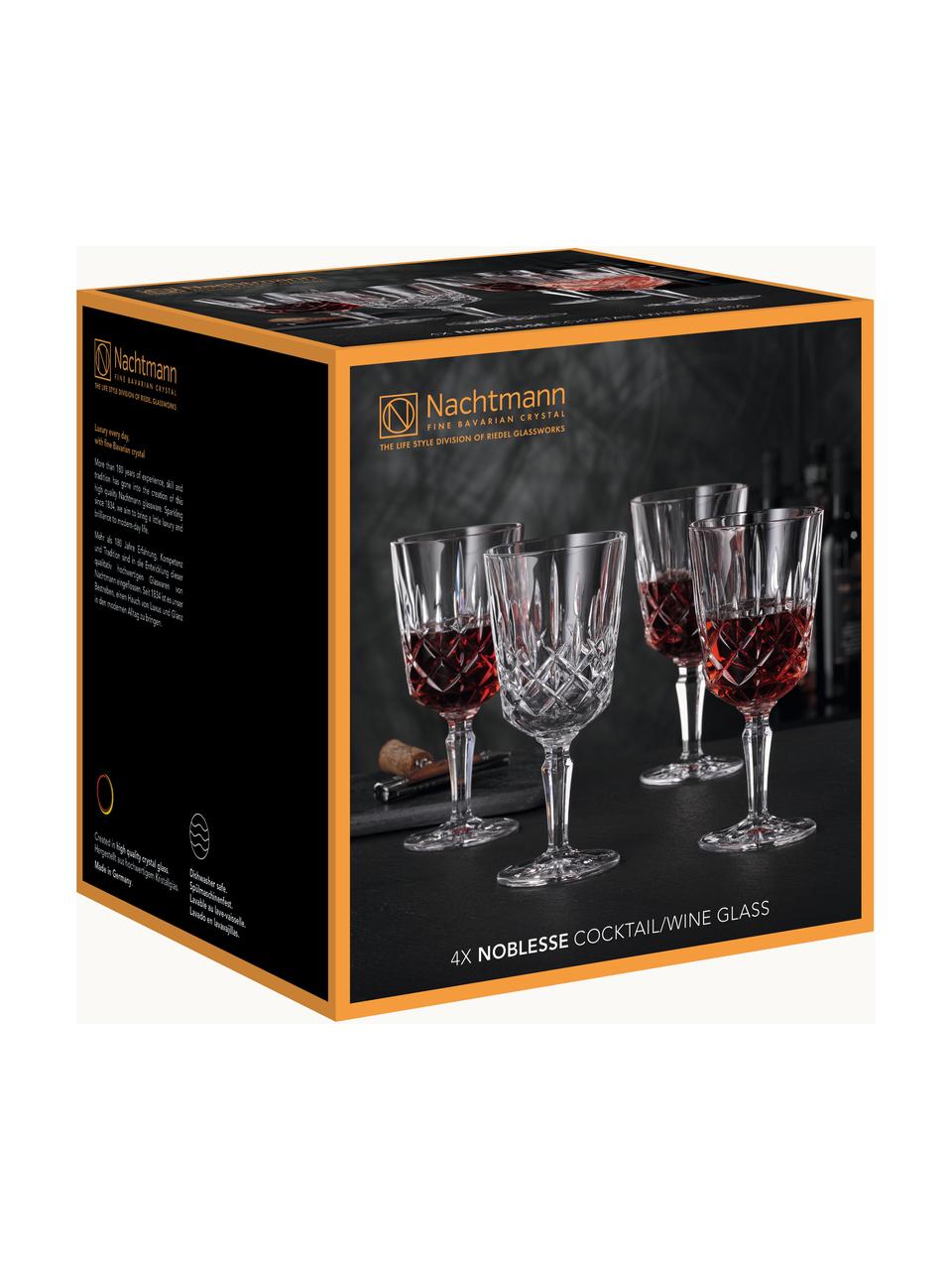 Kristall-Weingläser Noblesse, 4 Stück, Kristallglas, Transparent, Ø 9 x H 19 cm, 355 ml