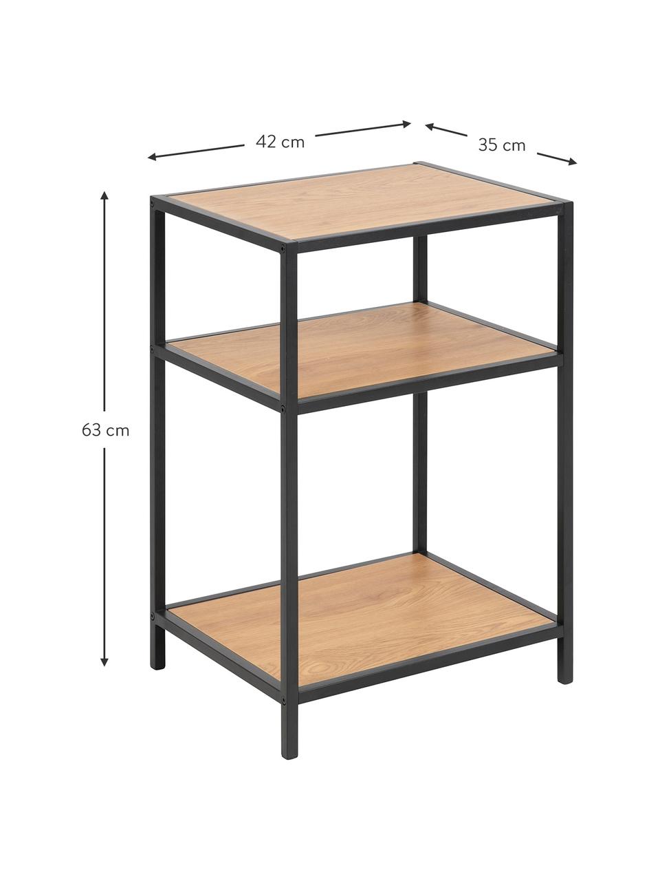 Beistelltisch Seaford, Gestell: Metall, pulverbeschichtet, Holzoptik, Schwarz, B 42 x T 35 cm