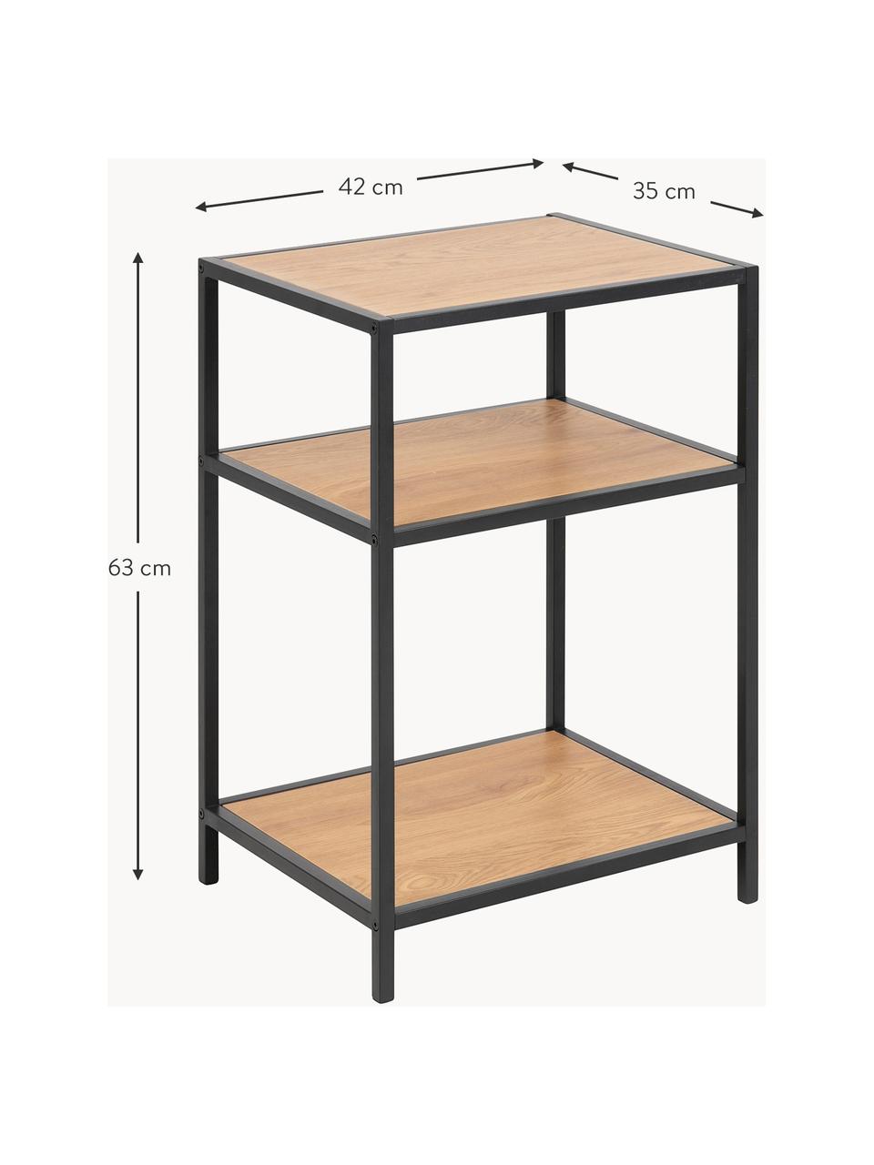 Bijzettafel Seaford, Frame: gepoedercoat metaal, Houtoptiek, zwart, B 42 x D 35 cm