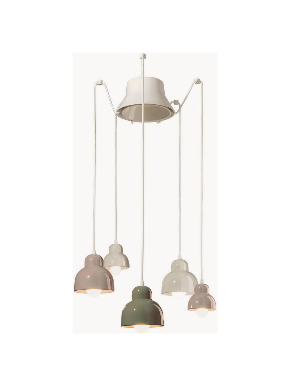 Handgemaakte cluster hanglamp Berimbau, Lichtbeige, olijfgroen, gebroken wit, Ø 65 x H 16 cm