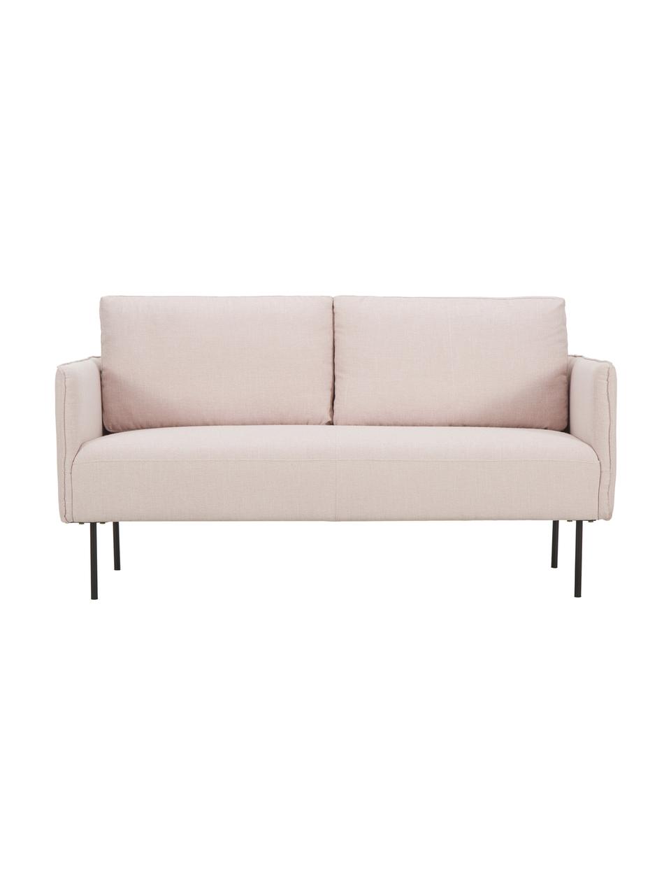 Sofa Ramira (2-Sitzer) in Rosa mit Metall-Füßen, Bezug: Polyester 40.000 Scheuert, Gestell: Massives Kiefernholz, Spe, Füße: Metall, pulverbeschichtet, Webstoff Rosa, 151 x 79 cm