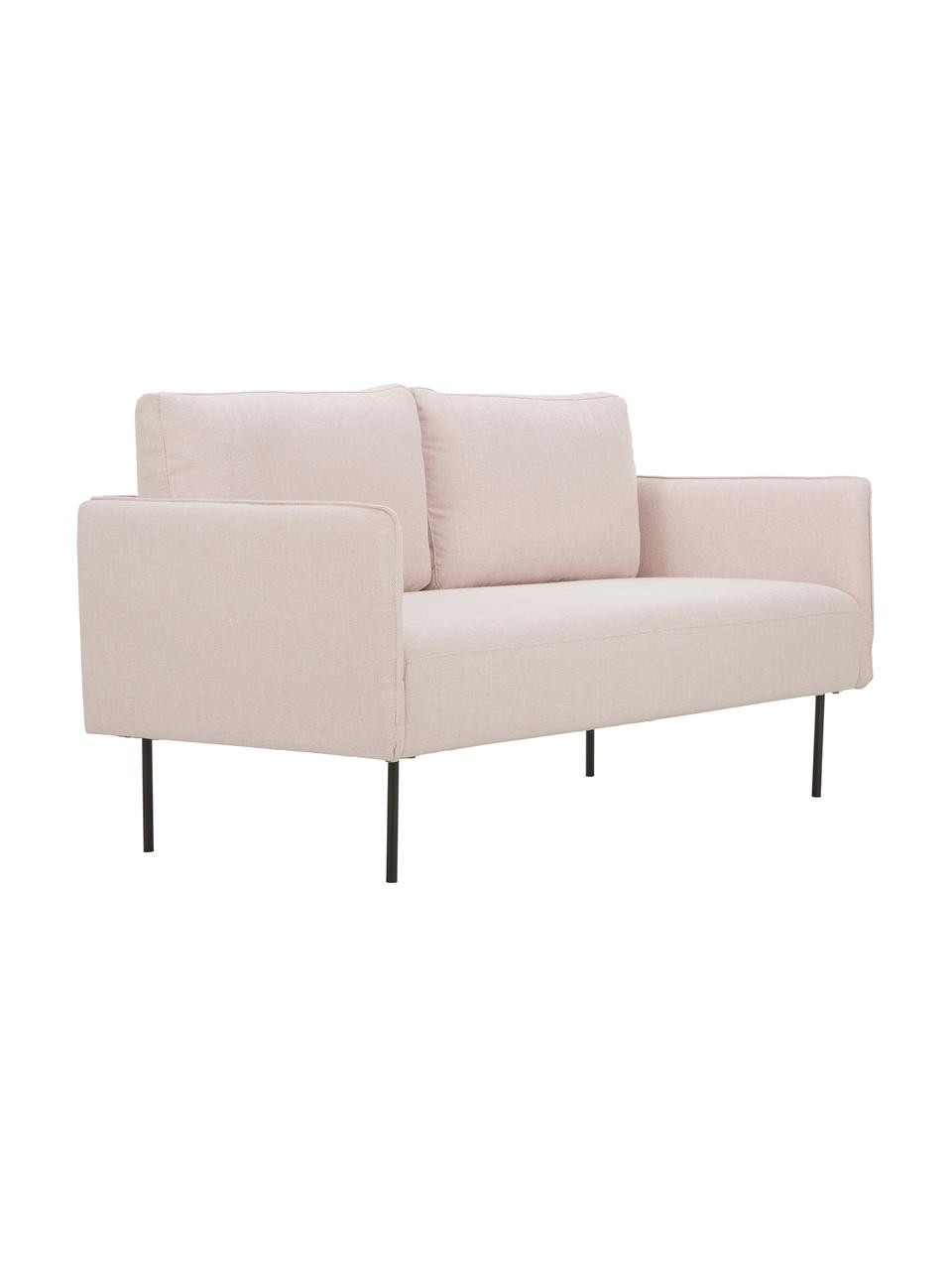 Sofa Ramira (2-Sitzer) in Rosa mit Metall-Füßen, Bezug: Polyester 40.000 Scheuert, Gestell: Massives Kiefernholz, Spe, Füße: Metall, pulverbeschichtet, Webstoff Rosa, 151 x 79 cm