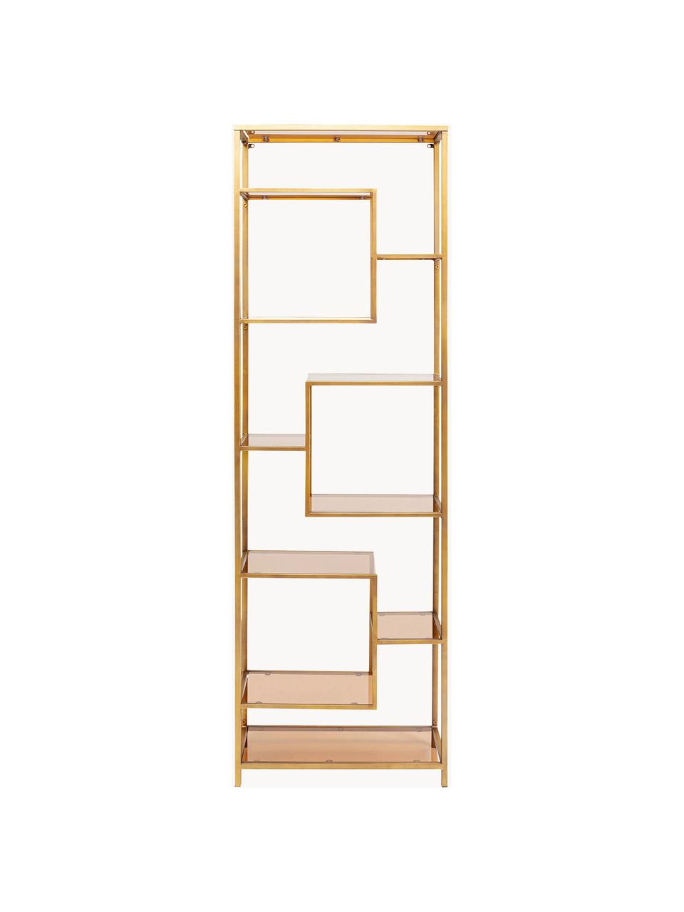 Hoge metalen wandrek Loft, Frame: gepoedercoat staal, Goudkleurig, bruin, B 60 x H 195 cm