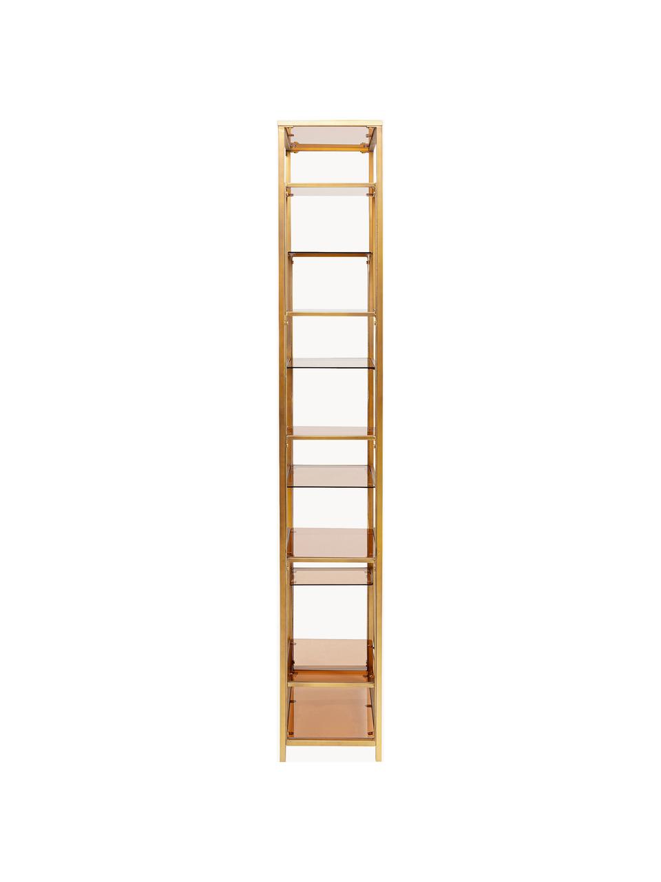 Scaffale alto in metallo Loft, Ripiani: vetro temperato, Dorato, marrone, Larg. 60 x Alt. 195 cm