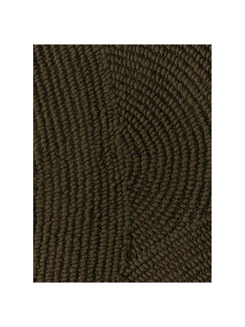 Tapis rond en laine tufté main Eleni, 100 % laine, certifiée RWS

Les tapis en laine peuvent perdre des fibres lors des premières semaines et des peluches peuvent se former, ce phénomène est naturel et diminue à mesure de votre usage et du temps, Vert olive, Ø 120 cm (taille S)