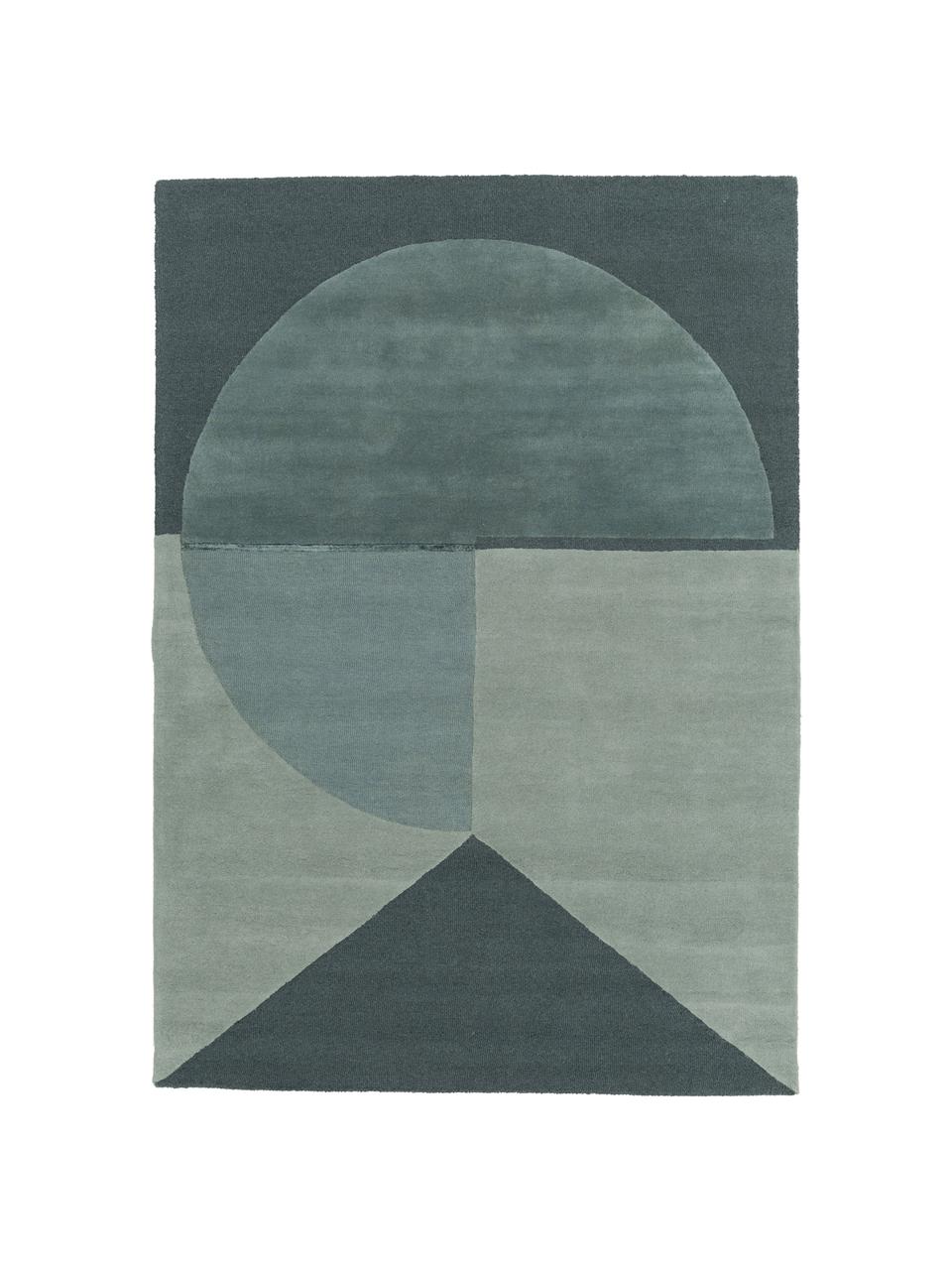 Tapis en laine tufté à la main Satomi, Menthe, gris-bleu