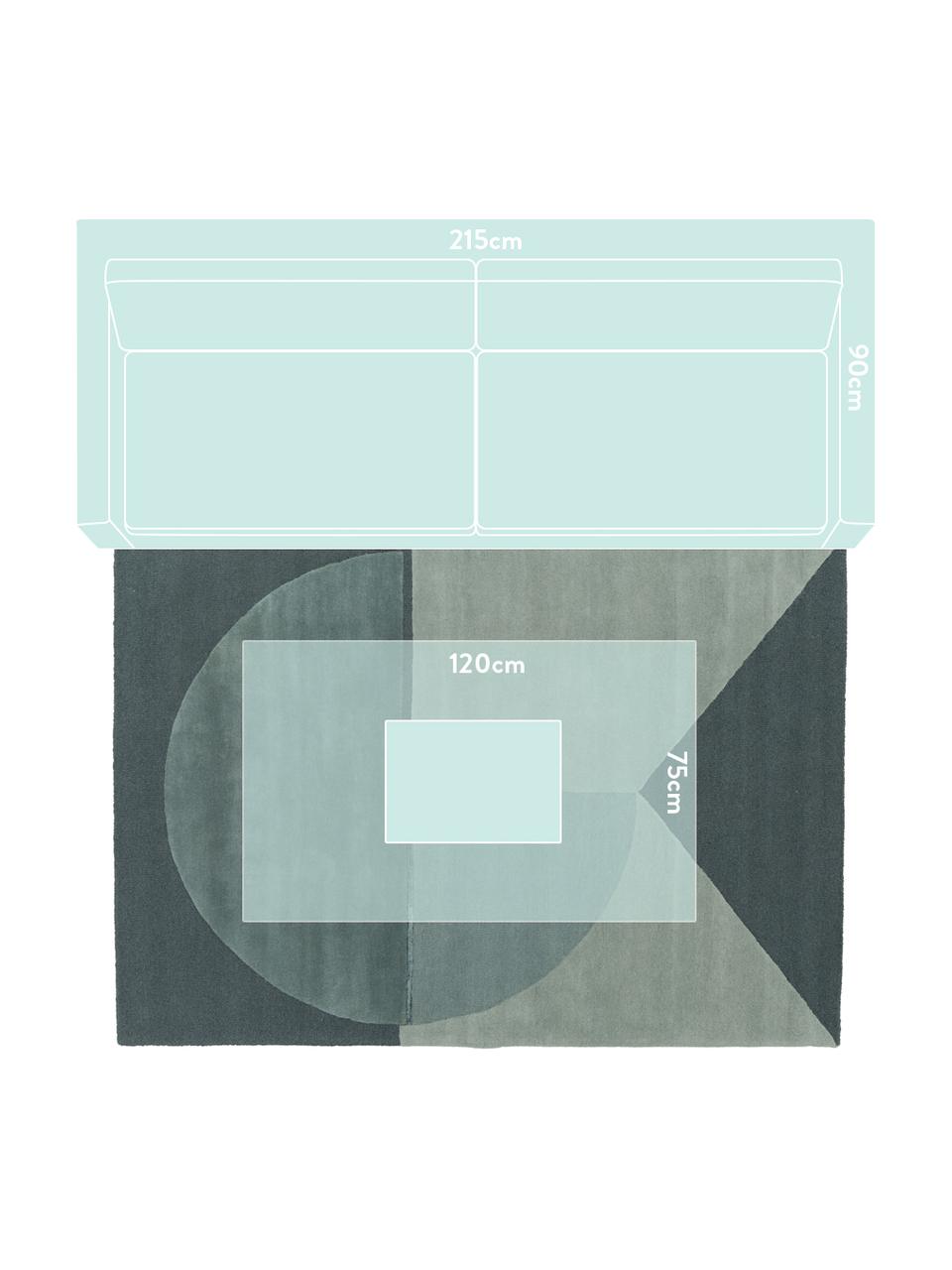Ręcznie tuftowany dywan z wełny Satomi, Miętowy, szaroniebieski, S 140 x D 200 cm (Rozmiar S)