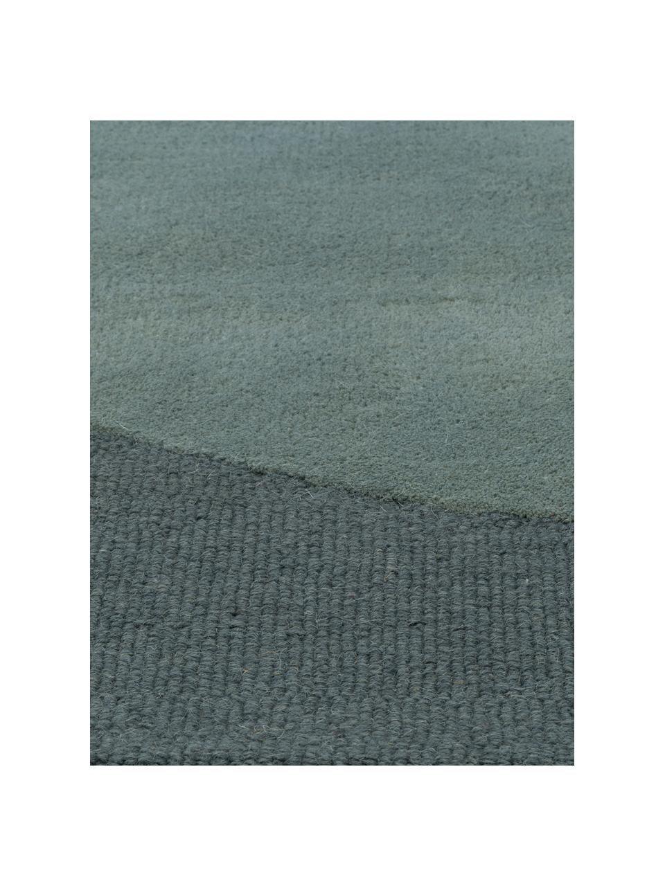 Alfombra artesanal de lana Satomi, Parte superior: 95% lana, 5% viscosa, Reverso: algodón, Menta, gris azulado, An 140 x L 200 cm (Tamaño S)