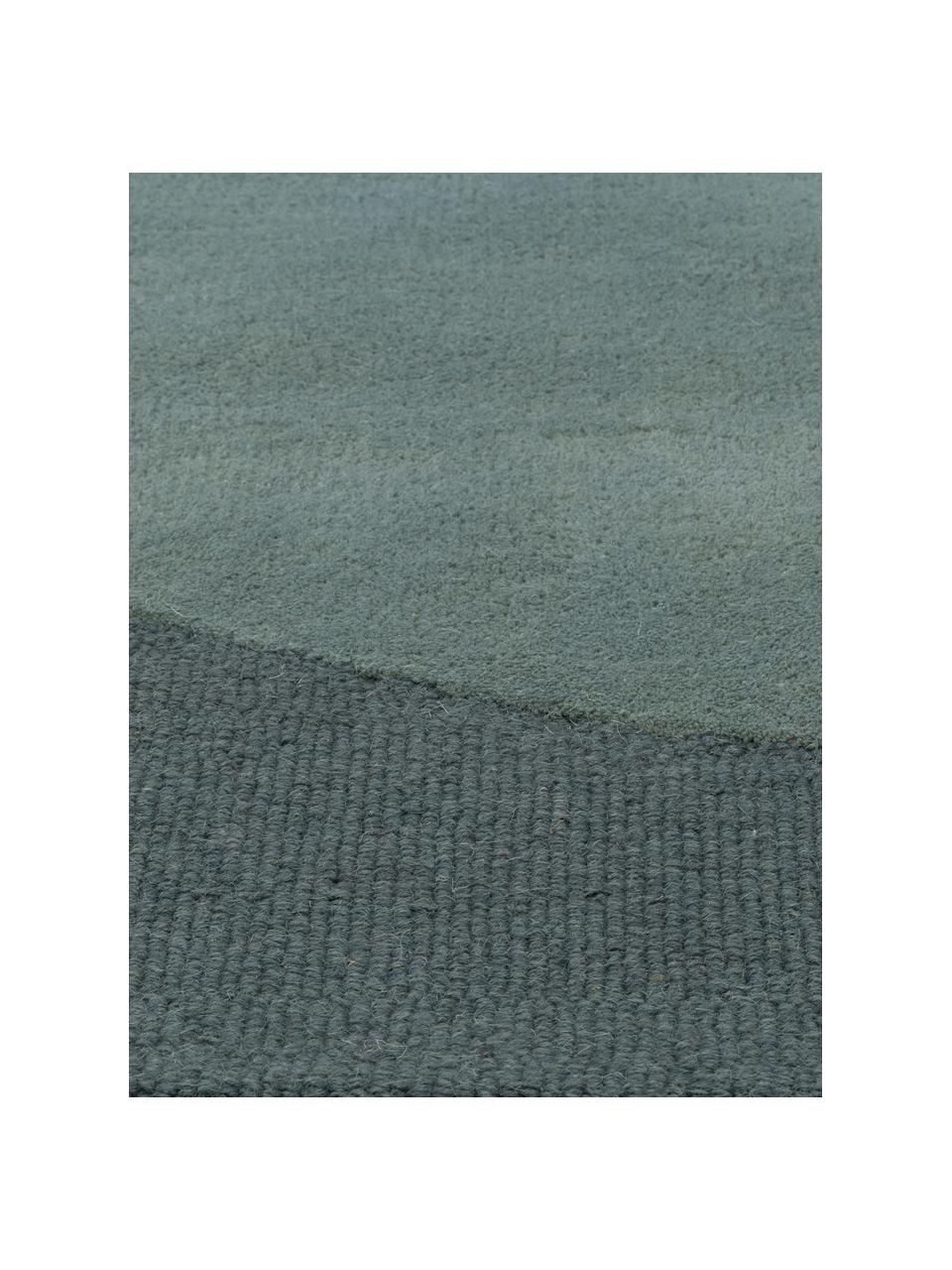 Handgetuft wollen vloerkleed Satomi, Bovenzijde: 95% wol, 5% viscose, Onderzijde: katoen, Mintgroen, grijsblauw, B 140 x L 200 cm (maat S)