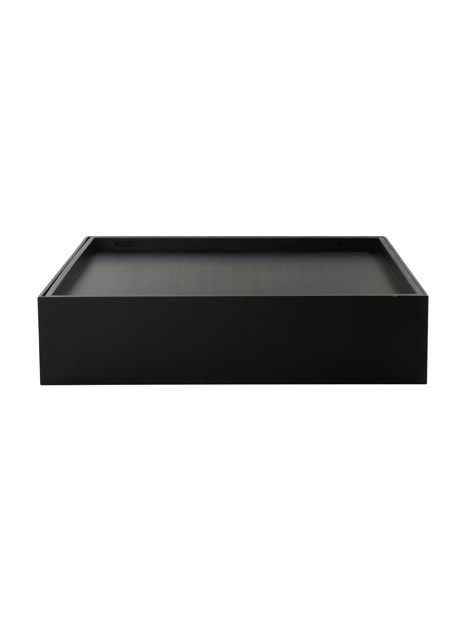 Mesa de centro Graham, con espacio de almacenamiento, Madera de mango recubierta, Negro, An 120 x F 120 cm