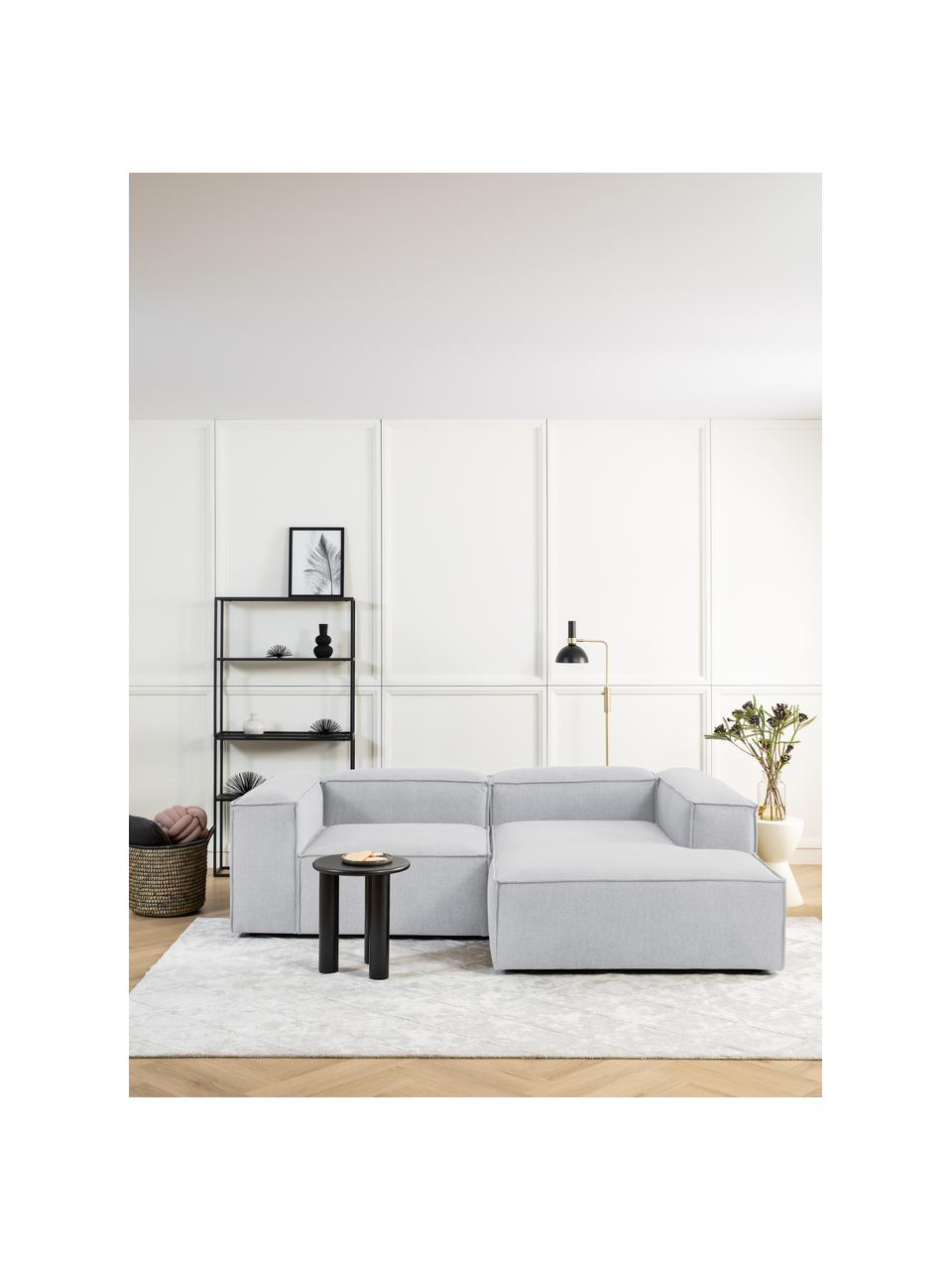 Modulaire hoekbank Lennon, Bekleding: 100% polyester De slijtva, Frame: massief grenenhout, FSC-g, Poten: kunststof, Geweven stof lichtgrijs, B 238 x D 180 cm, hoekdeel links