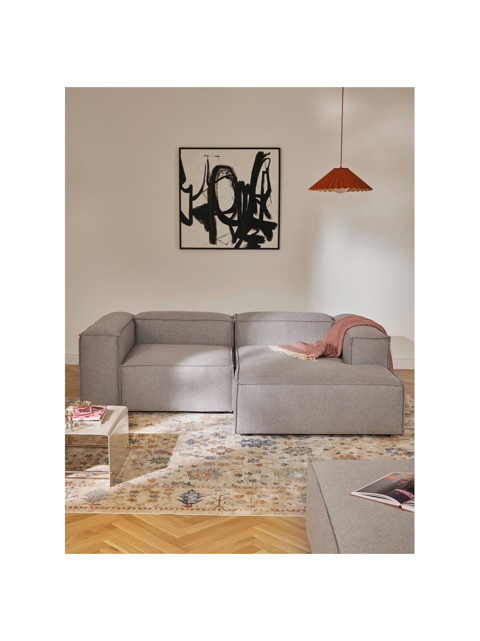 Divano angolare componibile Lennon, Rivestimento: 100% poliestere Con 115.0, Struttura: legno di pino massiccio, , Piedini: plastica Questo prodotto , Tessuto grigio, Larg. 238 x Prof. 180 cm, parte angolare a sinistra