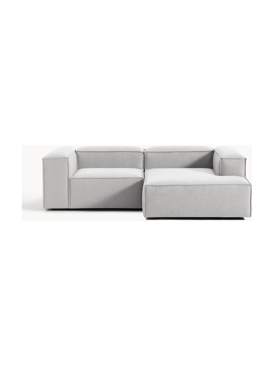 Modulares Ecksofa Lennon, Bezug: 100 % Polyester Der strap, Gestell: Massives Kiefernholz, Spe, Füße: Kunststoff Dieses Produkt, Webstoff Grau, B 238 x T 180 cm, Eckteil links